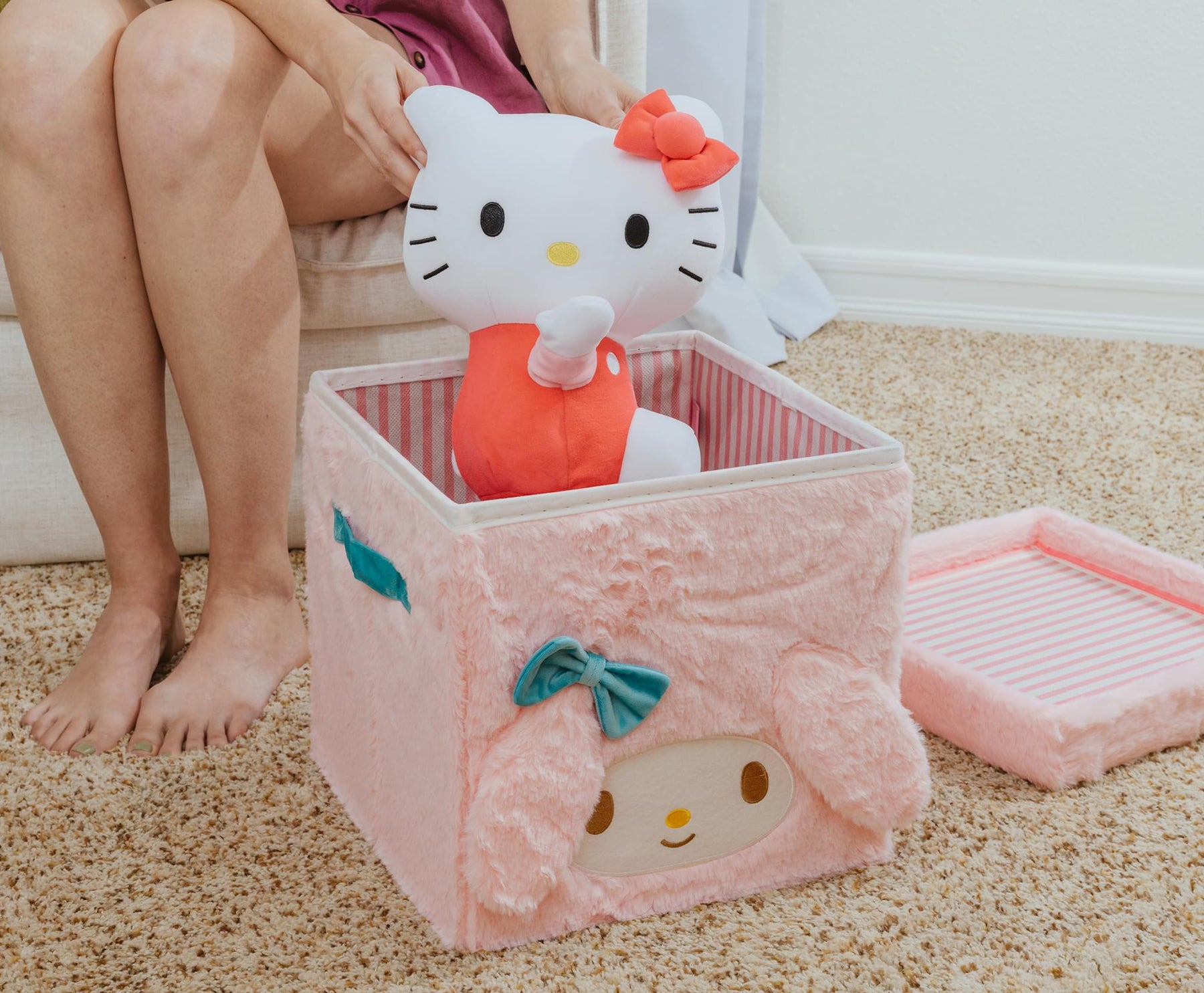 Sanrio My Melody 13-Inch Plush Storage Bin With Lid