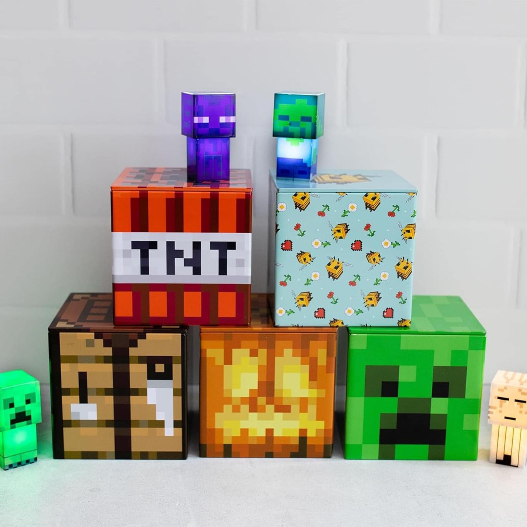 Minecraft 5-Piece 4 Inch Tin Storage Box Bundle