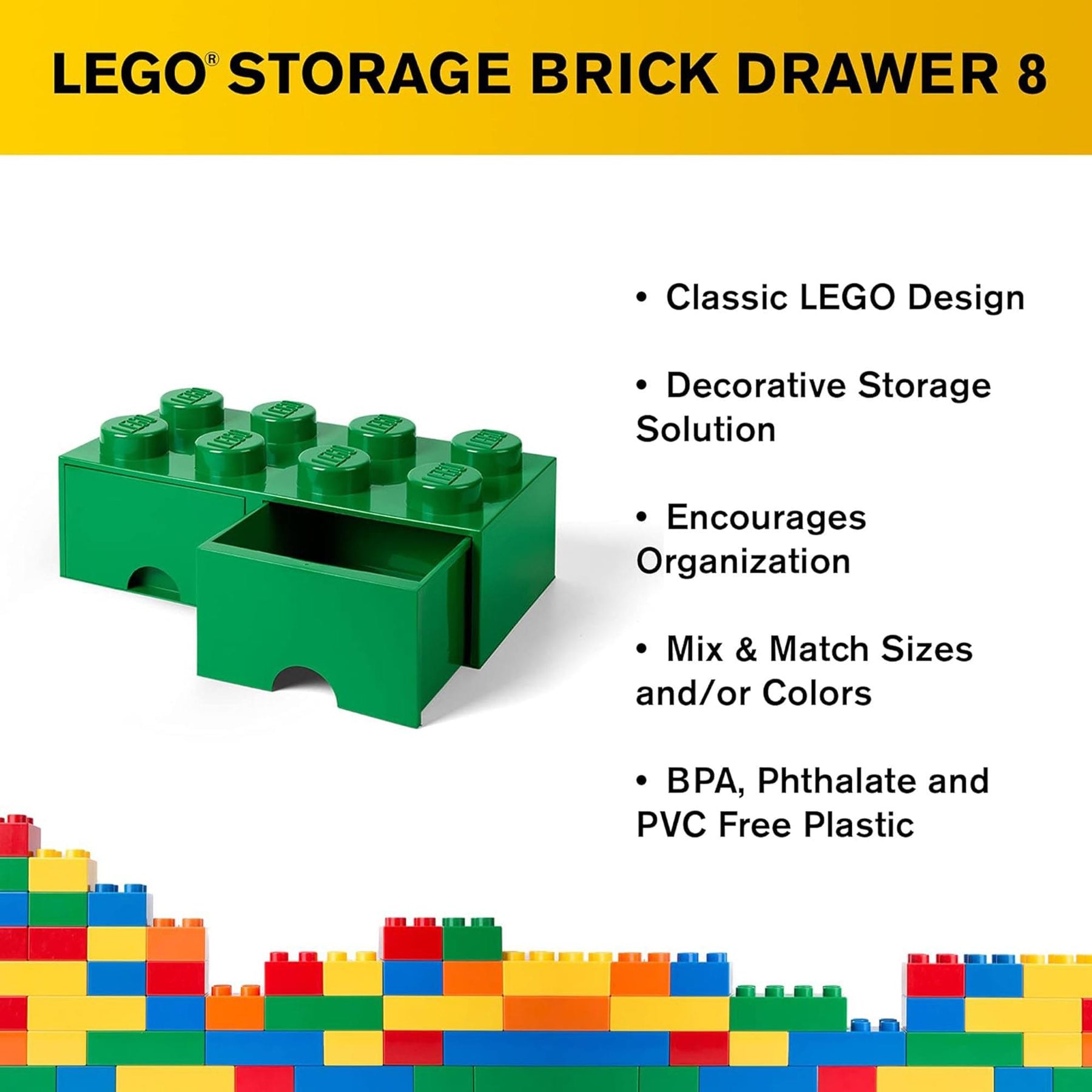 Lego Storage Brick 2 Drawer Dark Green