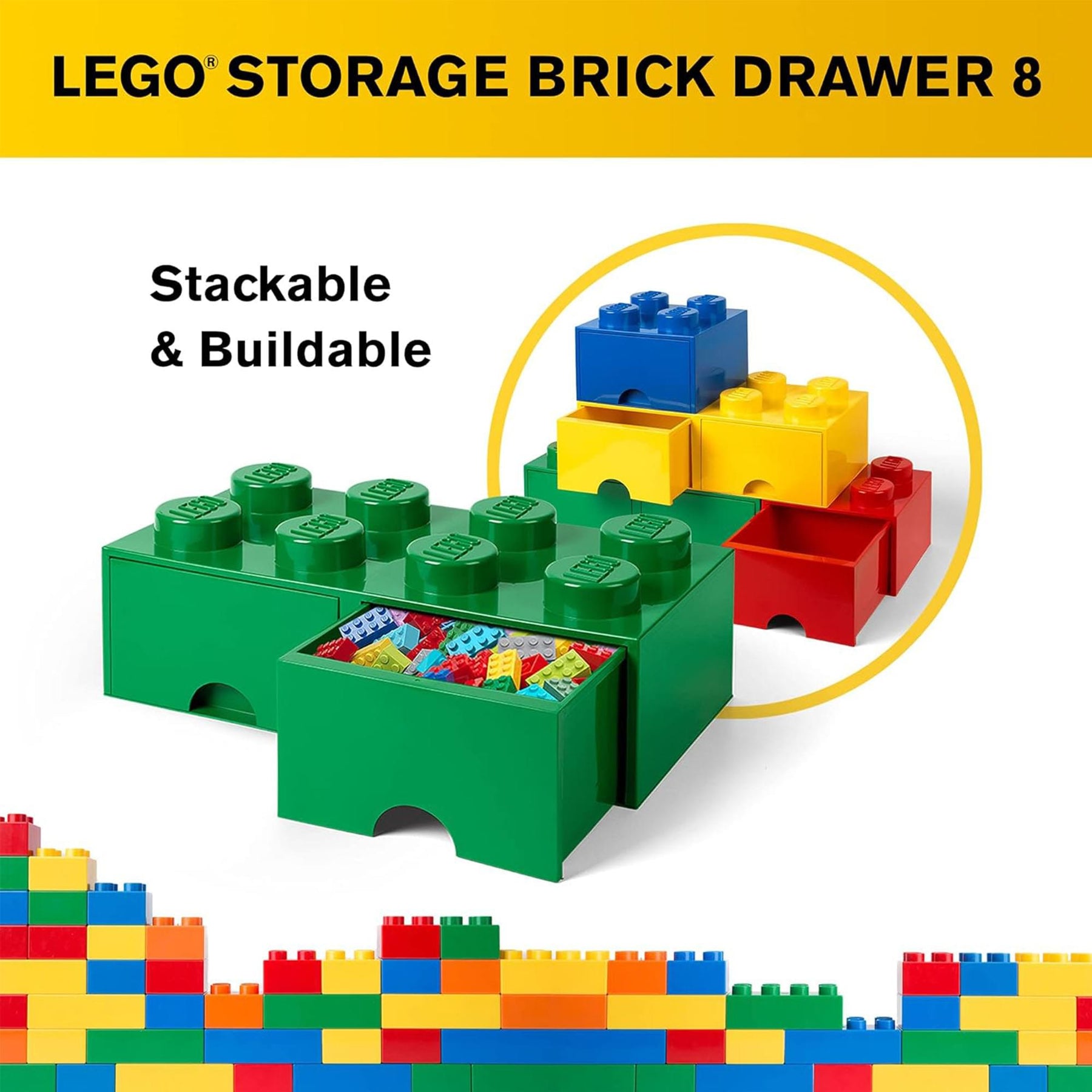 Lego Storage Brick 2 Drawer Dark Green