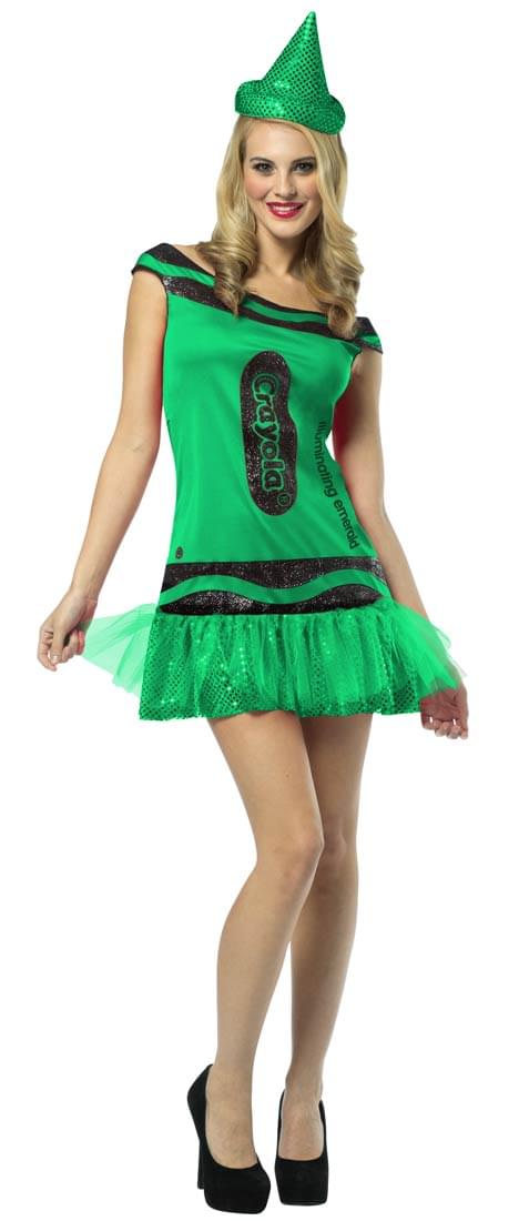 Crayola Glitz & Glitter Dress Costume Adult: Illuminating Emerald