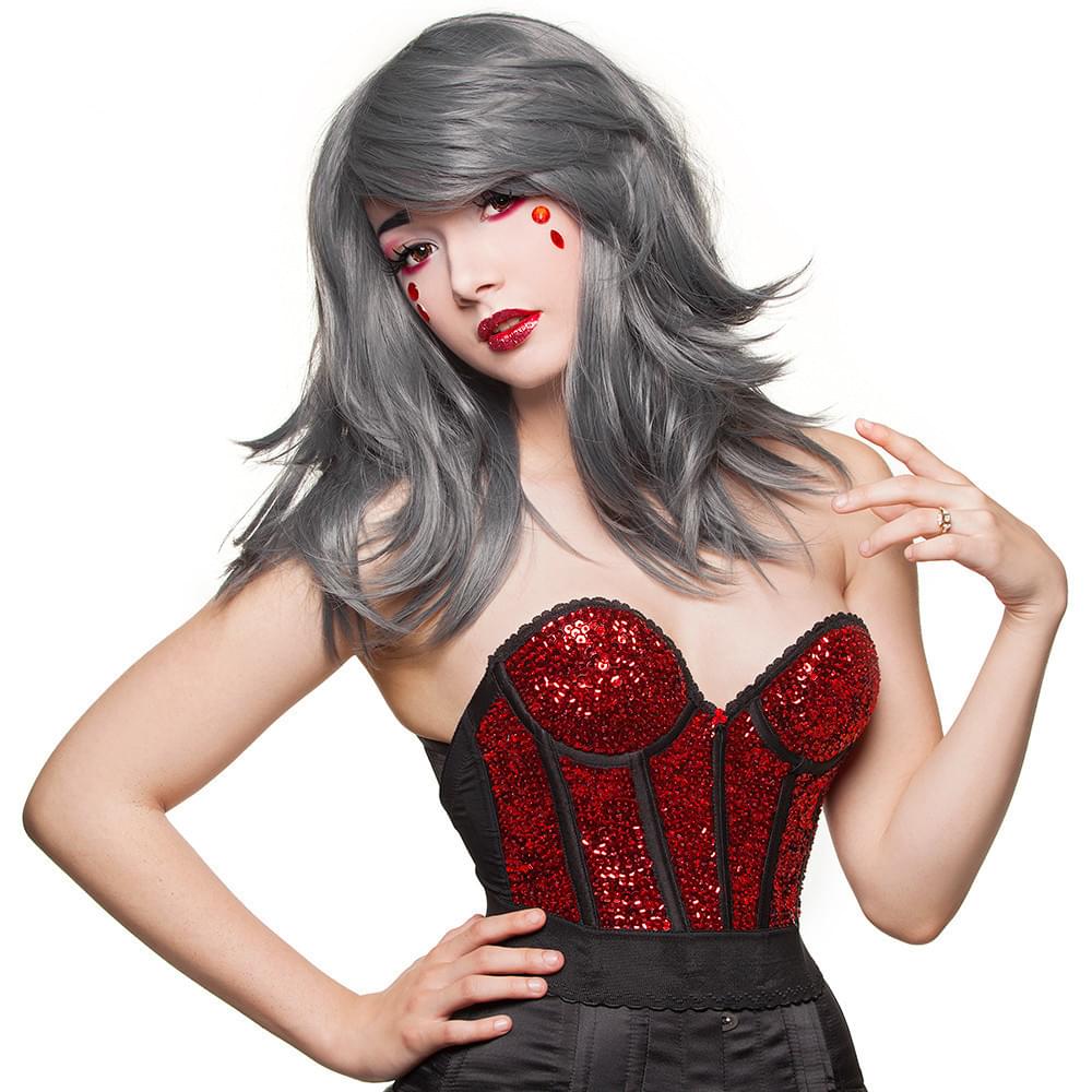 Rockstar Wigs Hologram 22" Dark Grey Pewter Cosplay Wig