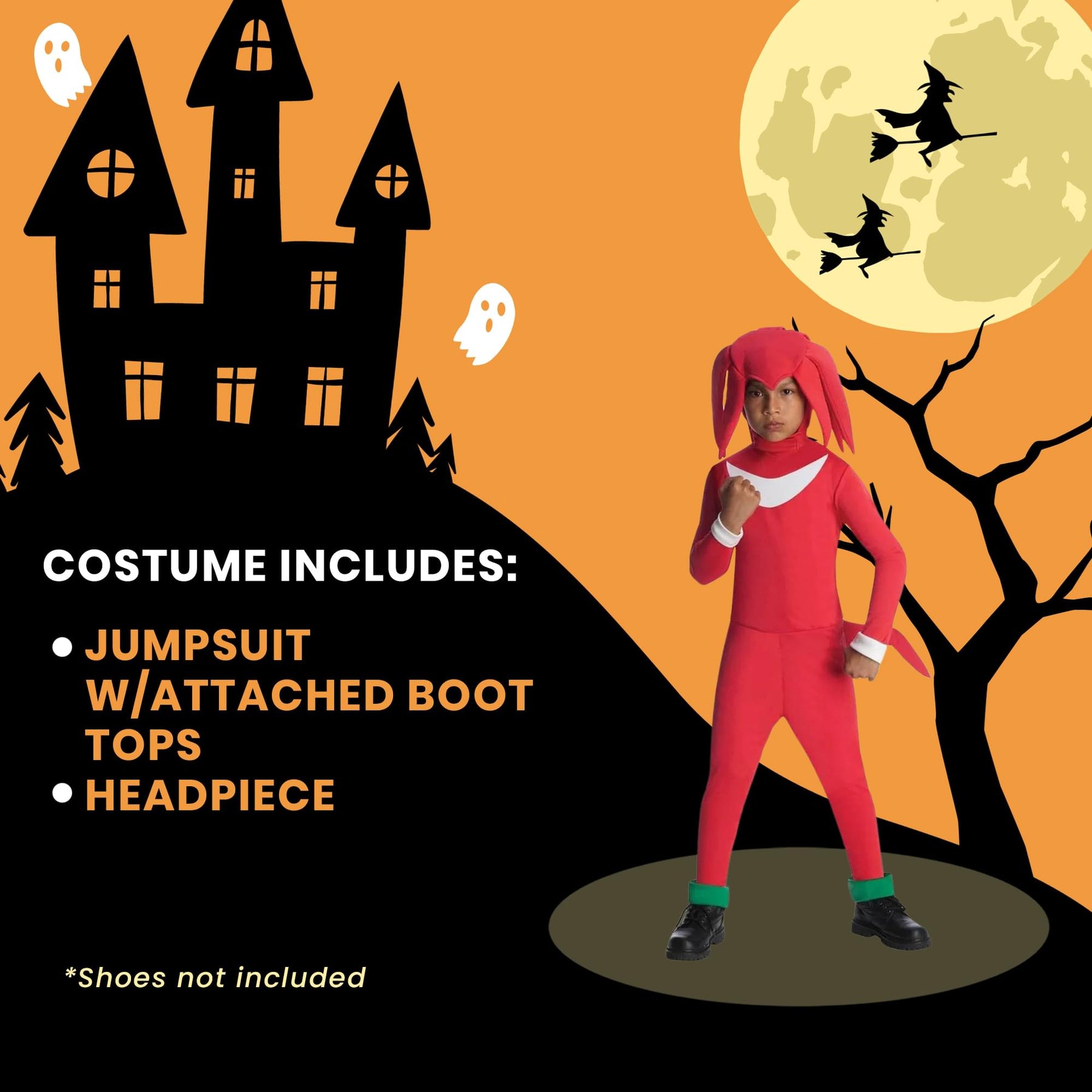 Sonic The Hedgehog Knuckles Jumpsuit & Mask Costume Child