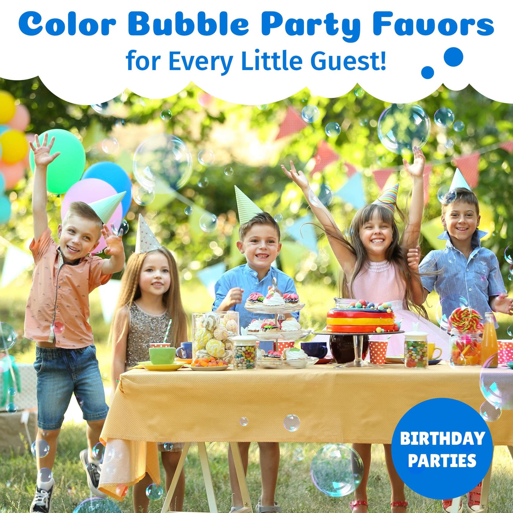 PoppinColorz 8-Piece Bubble Solution and Wands Party Pack | Blazin' Blue