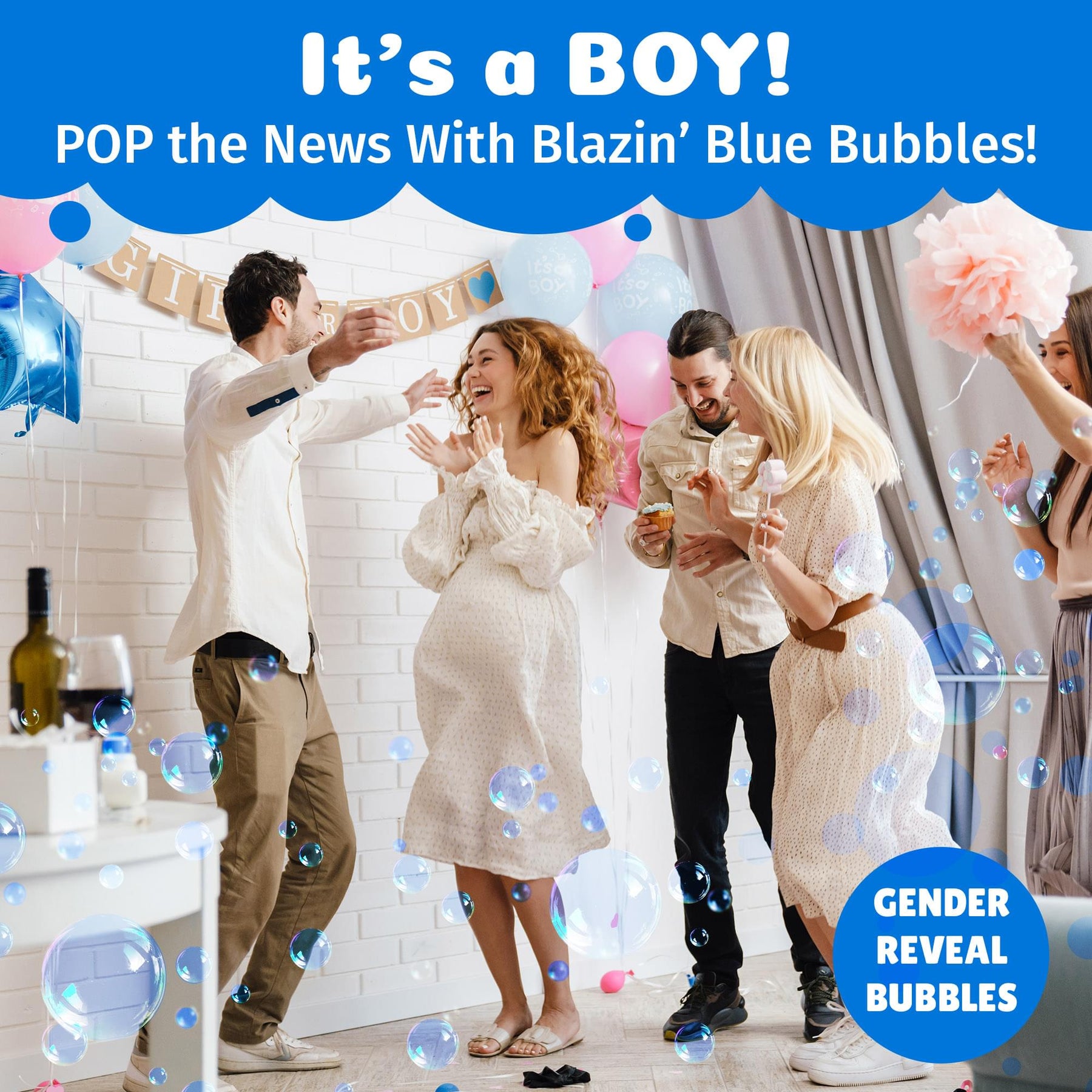PoppinColorz 8-Piece Bubble Solution and Wands Party Pack | Blazin' Blue