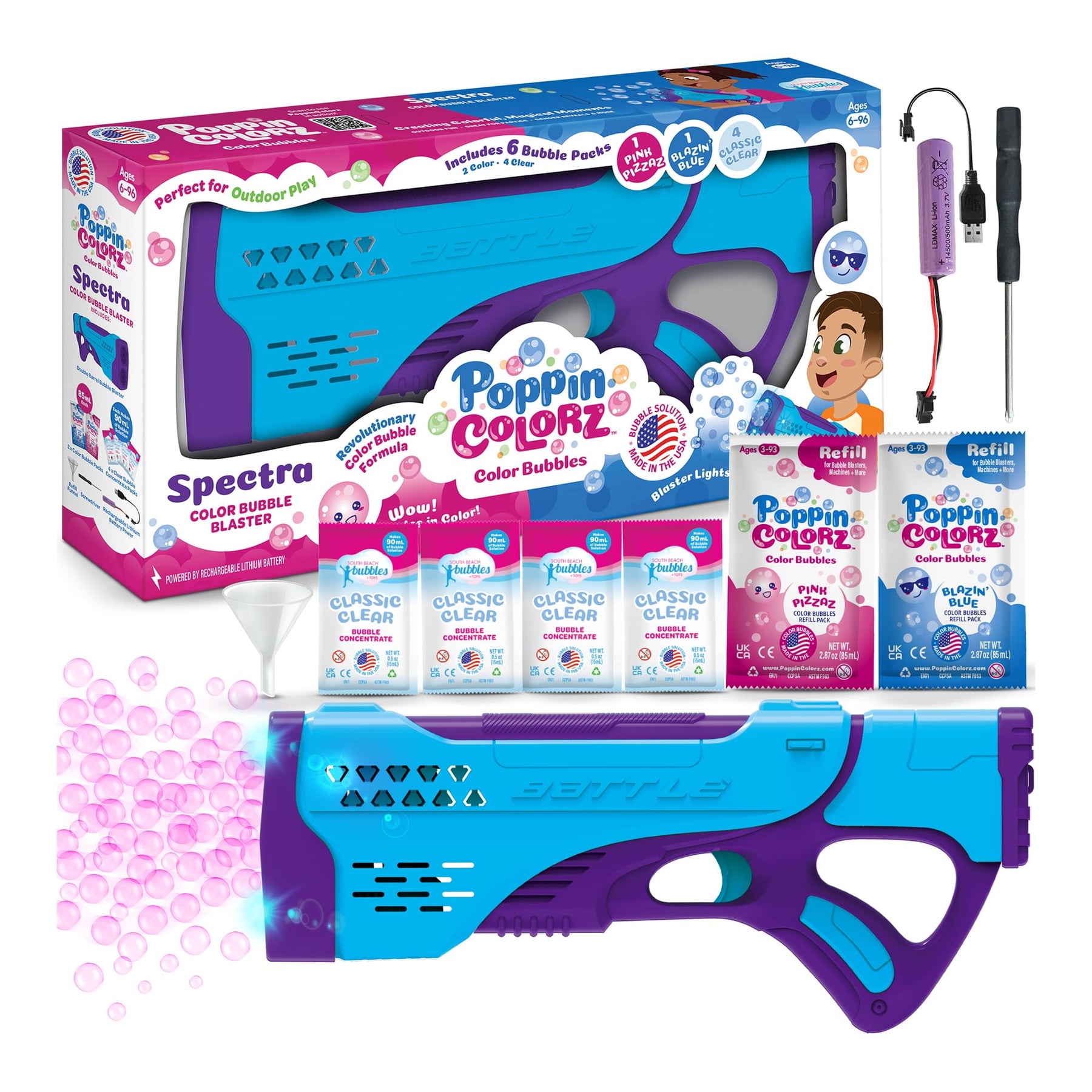 PoppinColorz Rechargeable Spectra Bubble Blaster