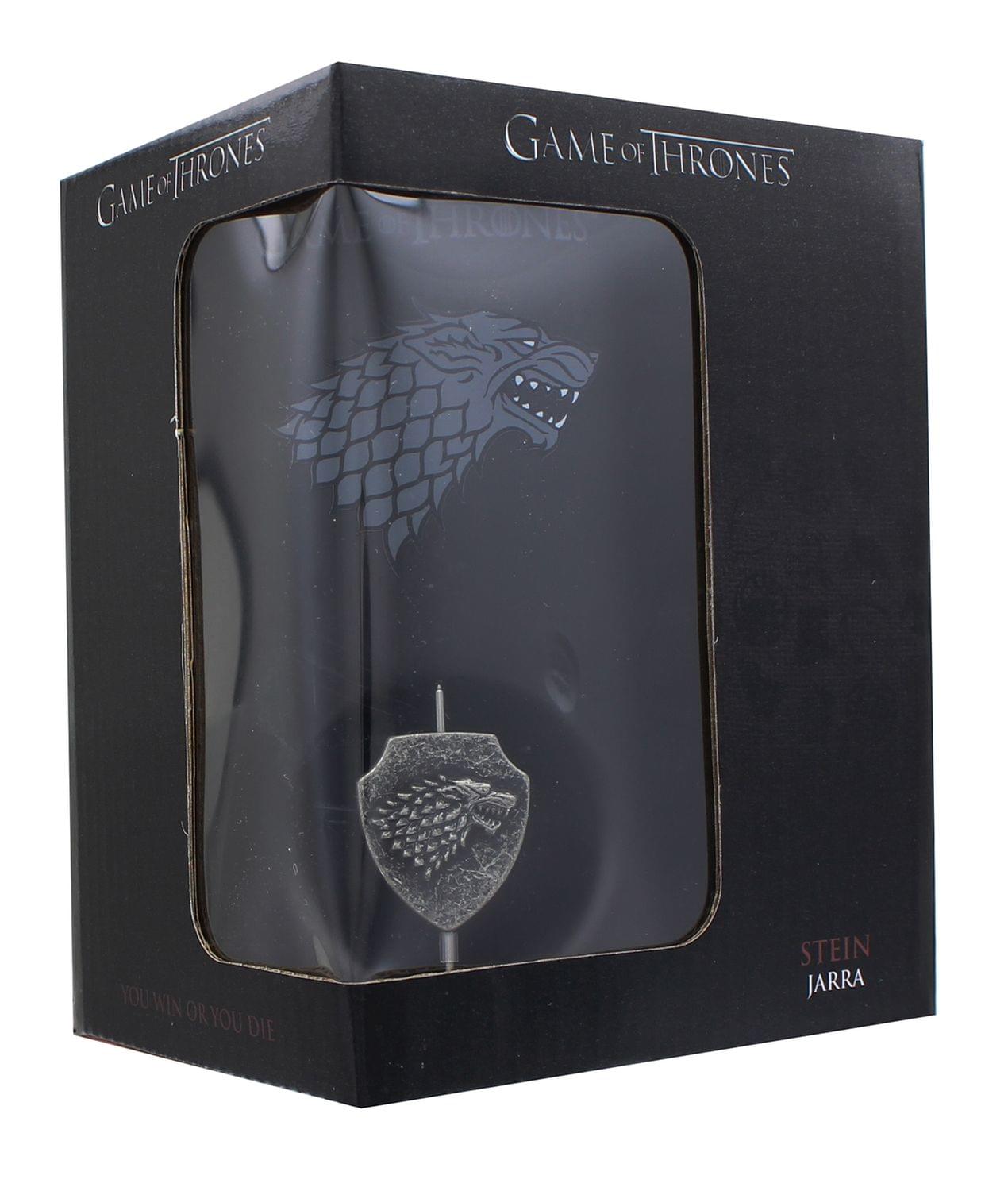 Game of Thrones House Stark Ceramic Stein w/ Rotating Metal Emblem