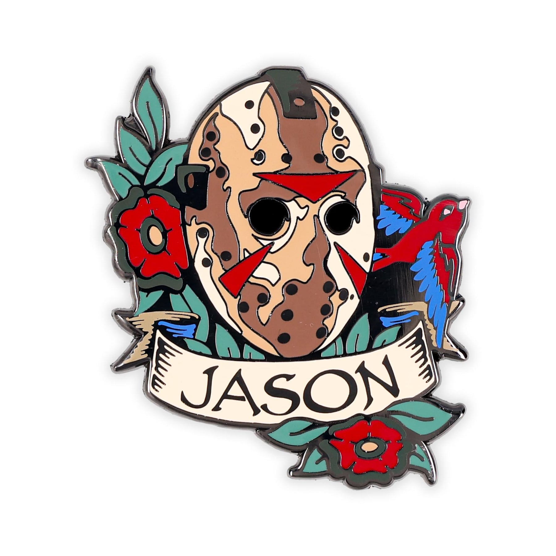 Friday The 13th Jason Voorhees Mask Traditional Tattoo Enamel Pin