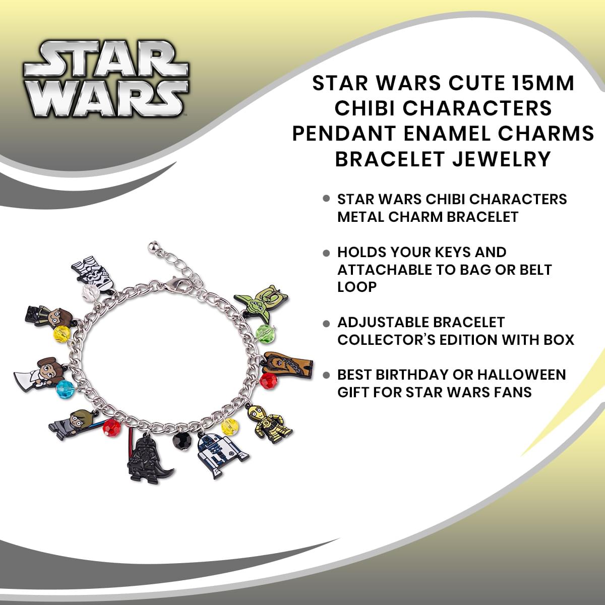 Star Wars Cute 15mm Chibi Characters Pendant Enamel Charms Bracelet Jewelry