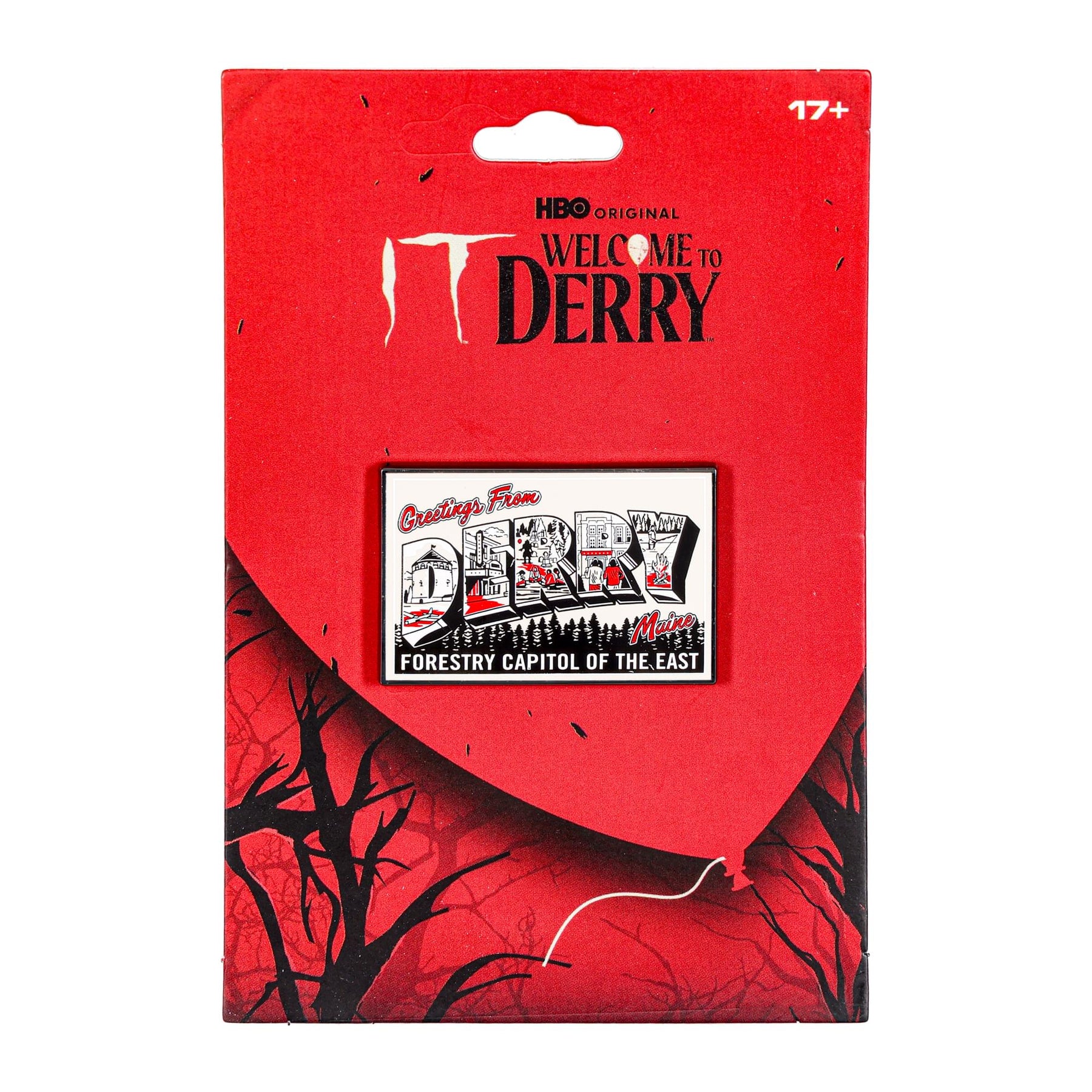 IT "Greetings From Derry" Postcard Printed Enamel Pin