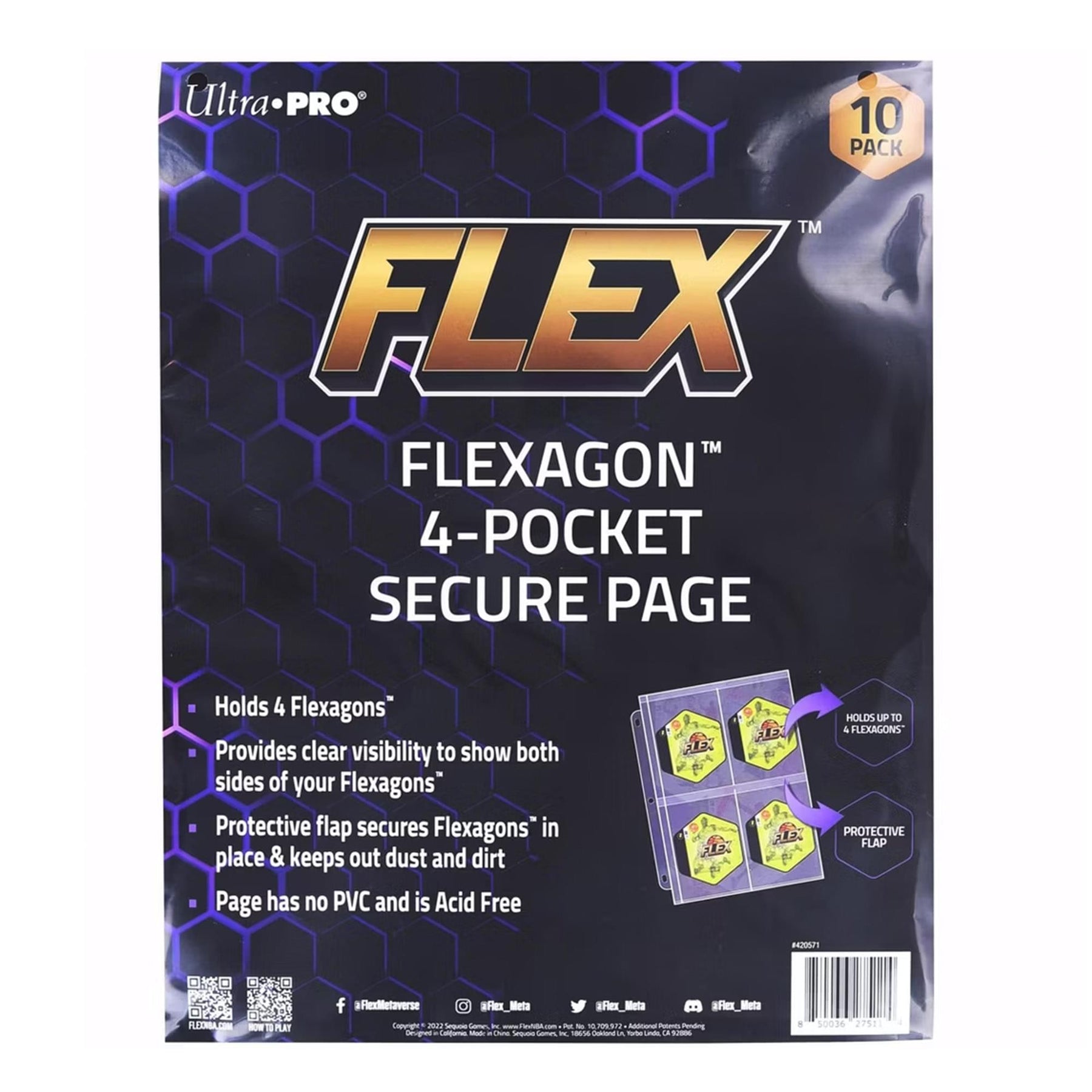 NBA FLEX Flexagon 4-Pocket Secure Page | 10 Per Pack