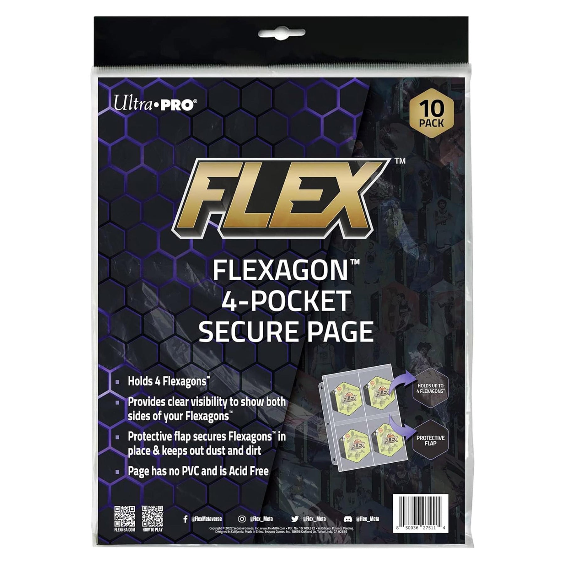 NBA FLEX Flexagon 4-Pocket Secure Page | 10 Per Pack