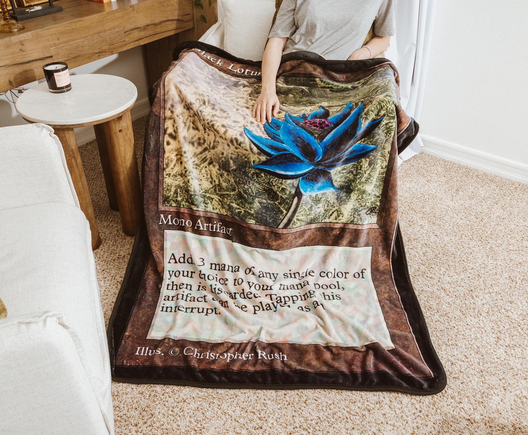 Magic: The Gathering Black Lotus Card Double-Sided Fleece Throw Blanket | 45 x 60 Inches