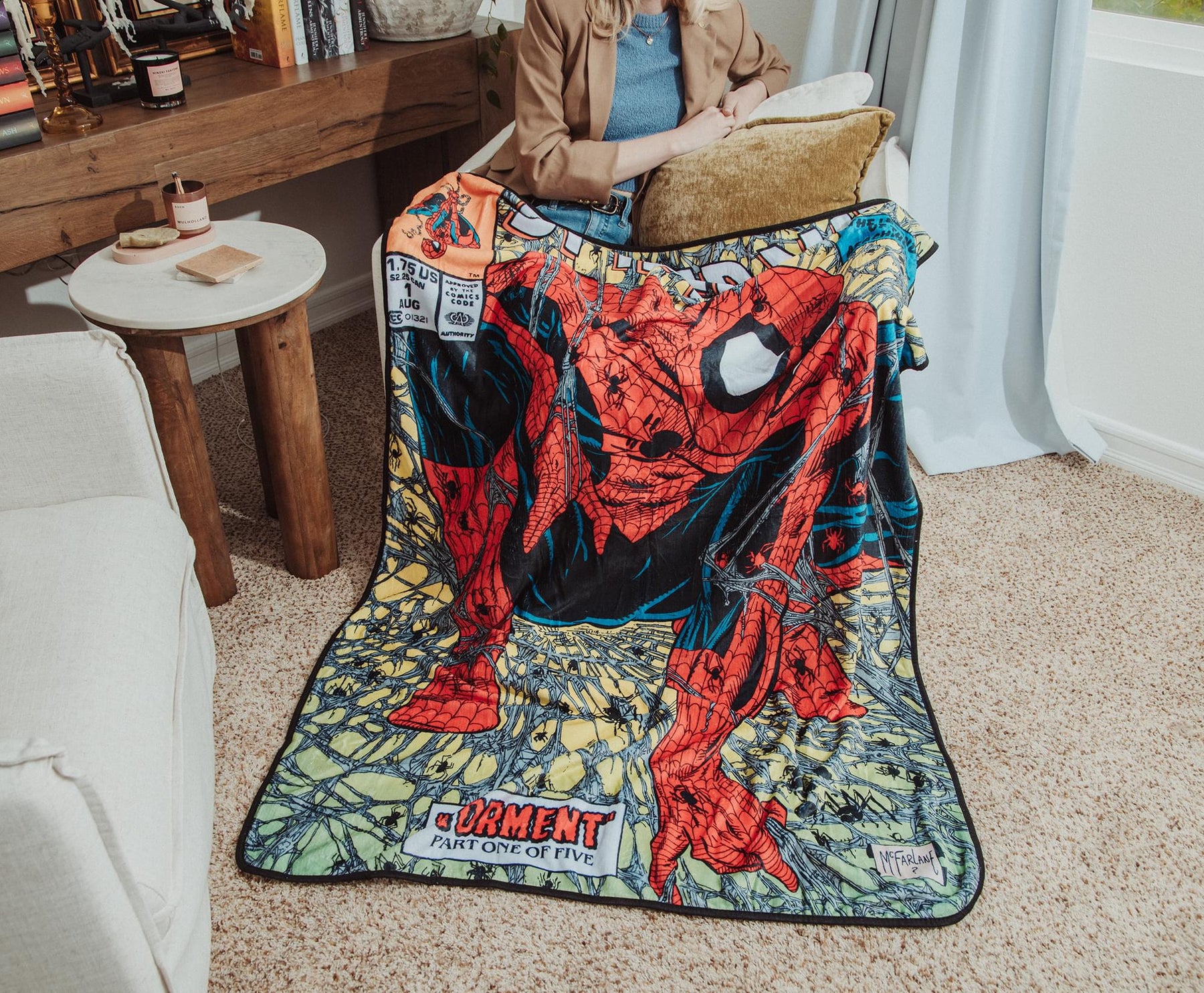 Marvel Comics Spider-Man Comic Book Cover Fleece Throw Blanket | 45 x 60 Inches