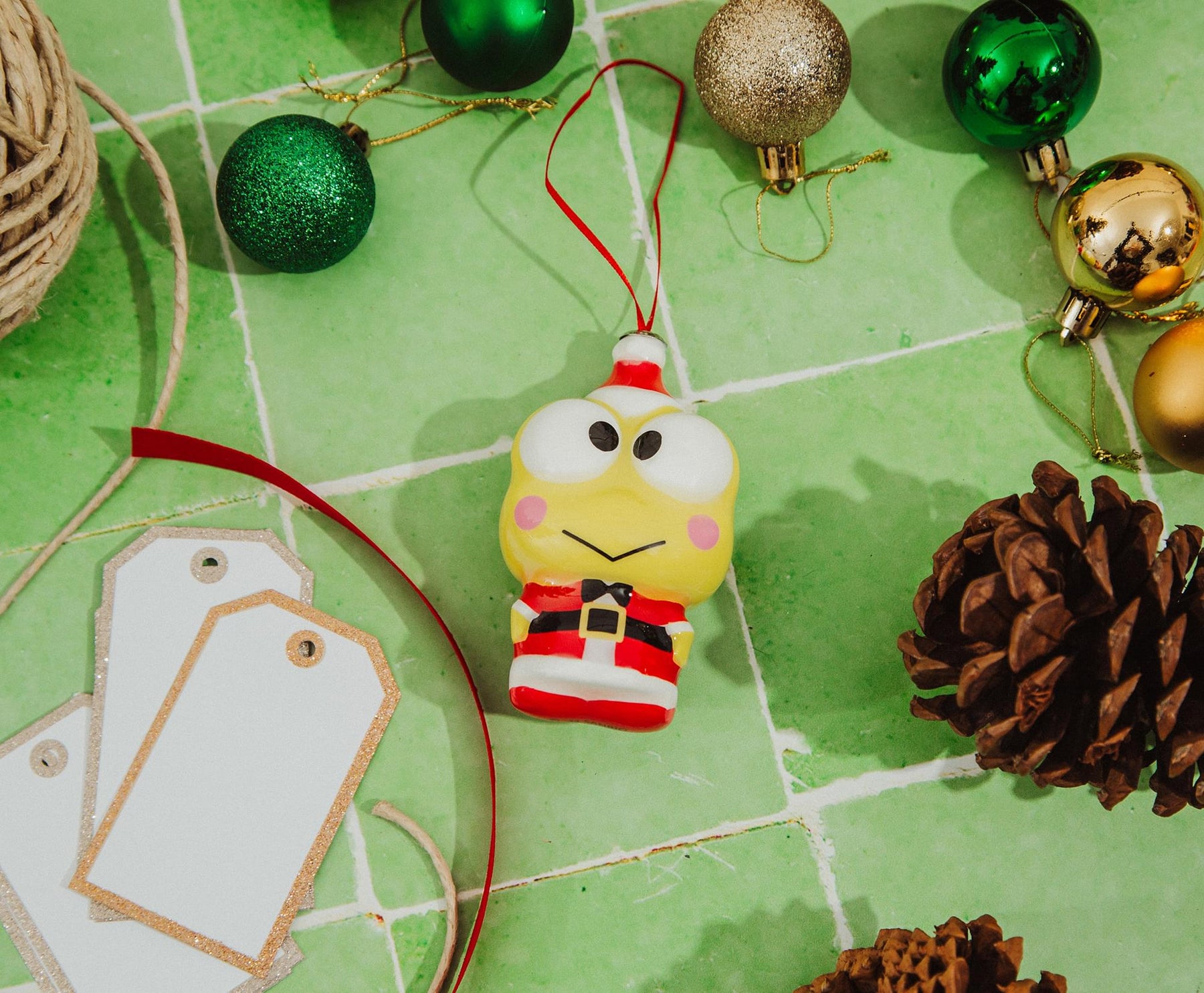 Sanrio Keroppi Santa 4-Inch Shatterproof Decoupage Ornament