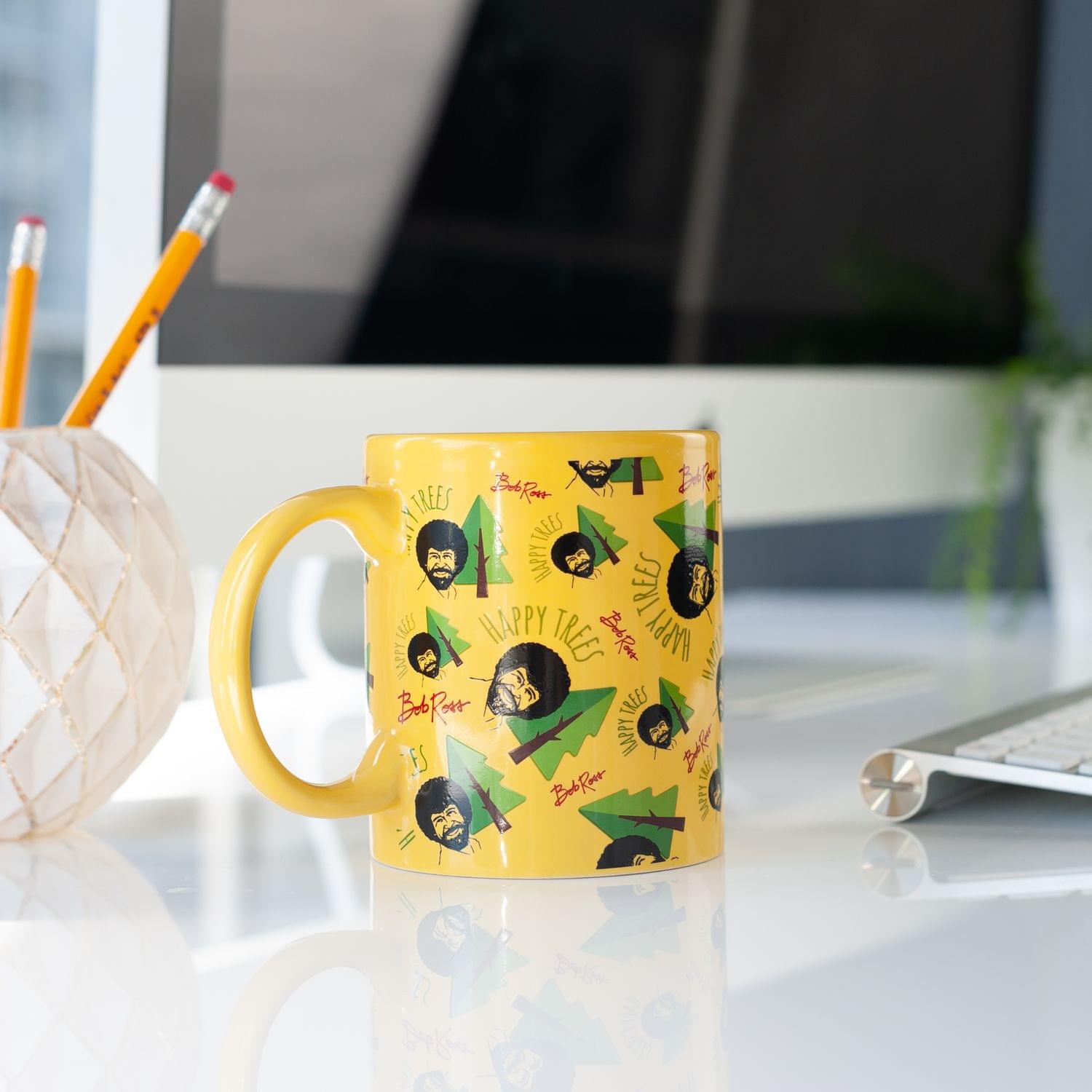 Bob Ross Collectibles | Bob Ross Happy Trees Mug | Yellow