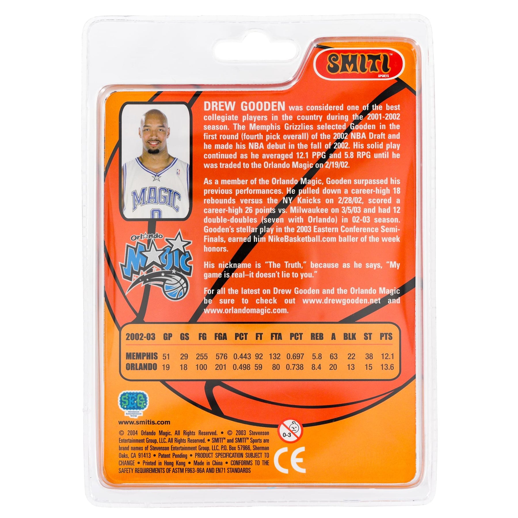 Orlando Magic NBA Basketball SMITI 3 Inch Mini Figure - Drew Gooden