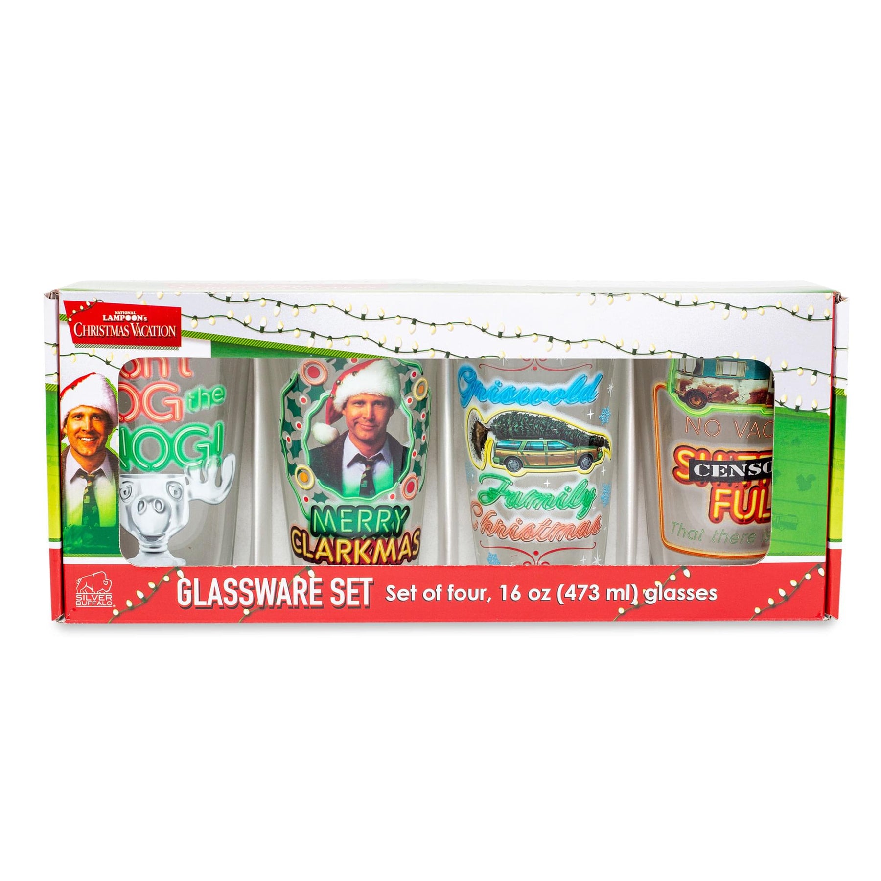 National Lampoon's Christmas Vacation Quotes 16-Ounce Pint Glasses | Set of 4