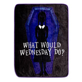 Addams Family Wednesday "What Would Wednesday Do?" Raschel Throw Blanket | 45 x 60 Inches