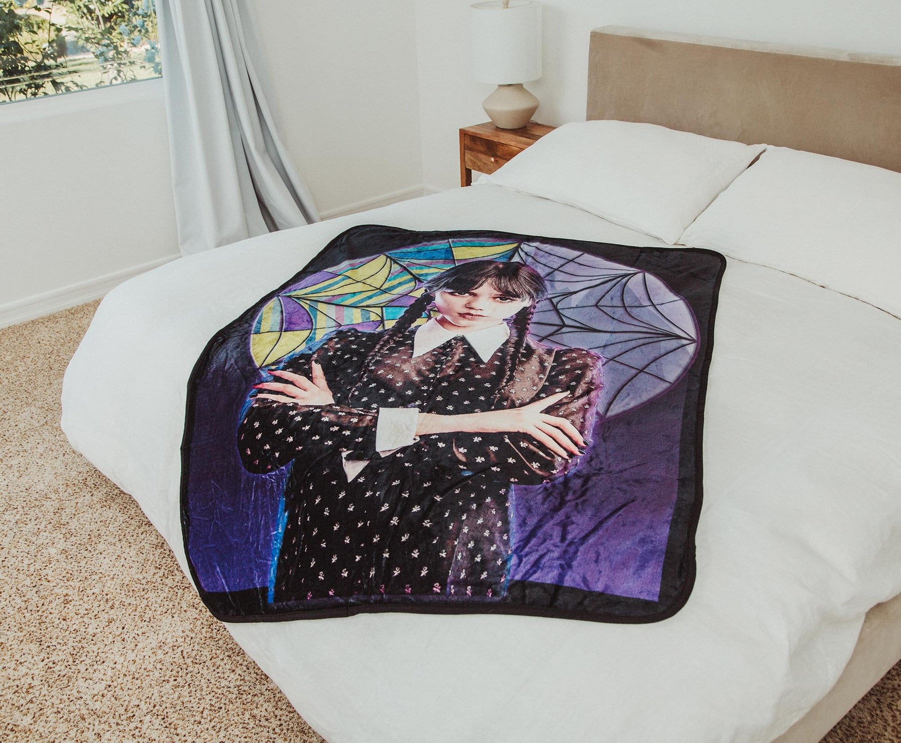 Addams Family Wednesday Signature Pose Raschel Throw Blanket | 45 x 60 Inches