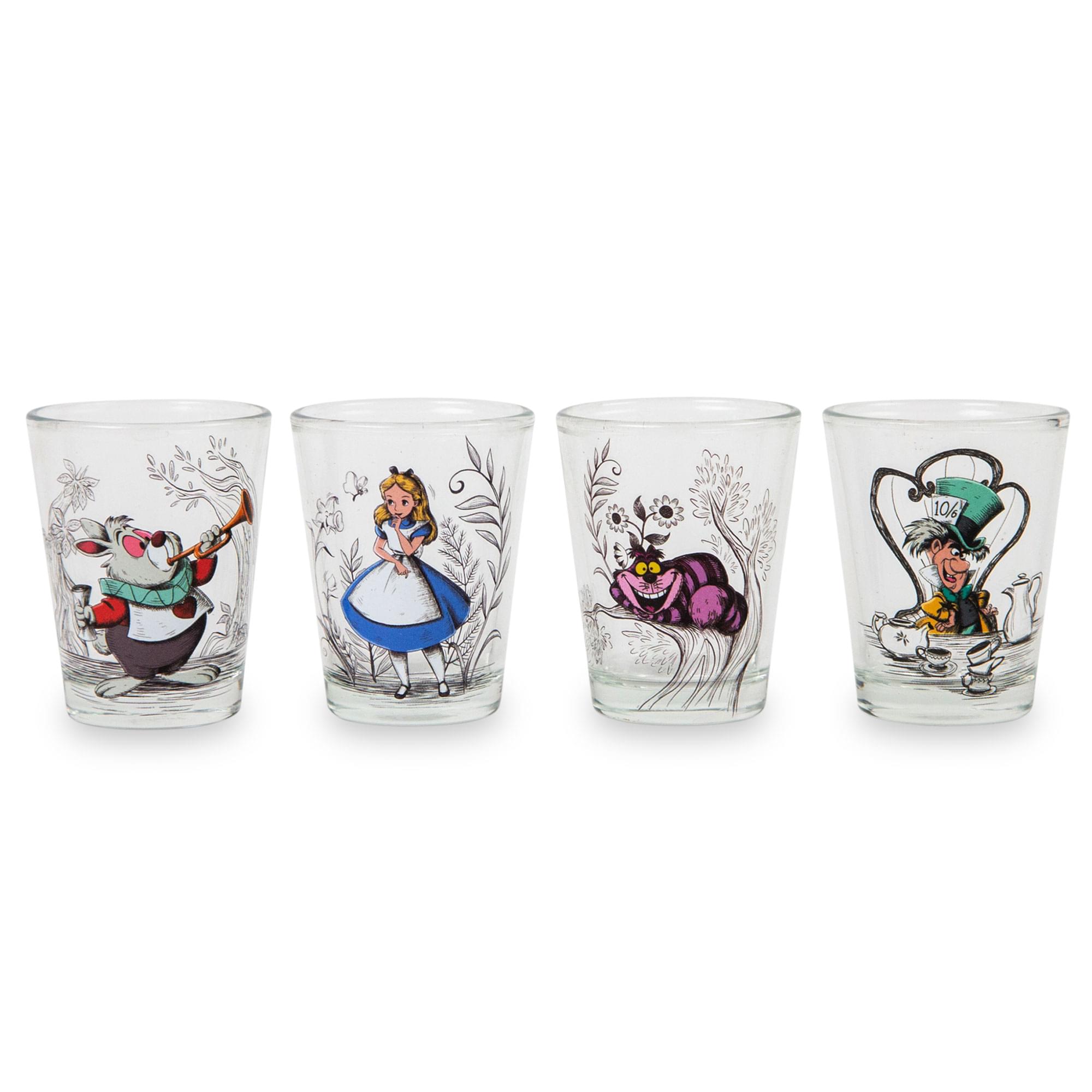 Disney Alice in Wonderland Character Scenes Mini Shot Glasses Set of 4