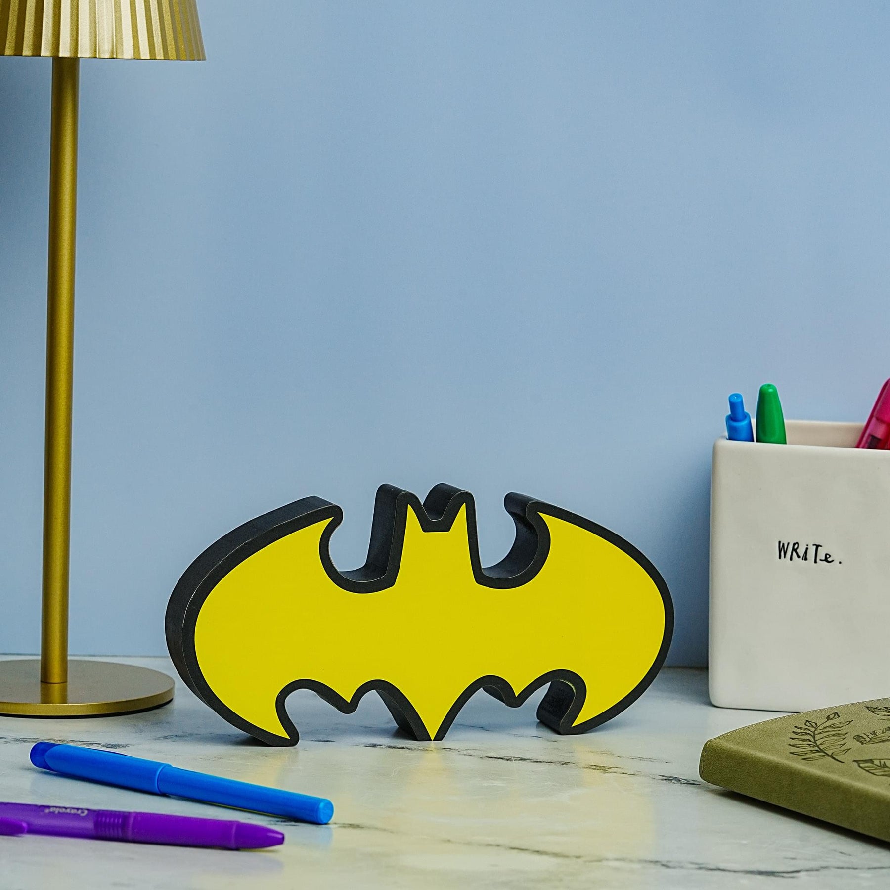 DC Comics Batman Emblem Die-Cut Wooden Wall Art Sign | 4 x 8 Inches
