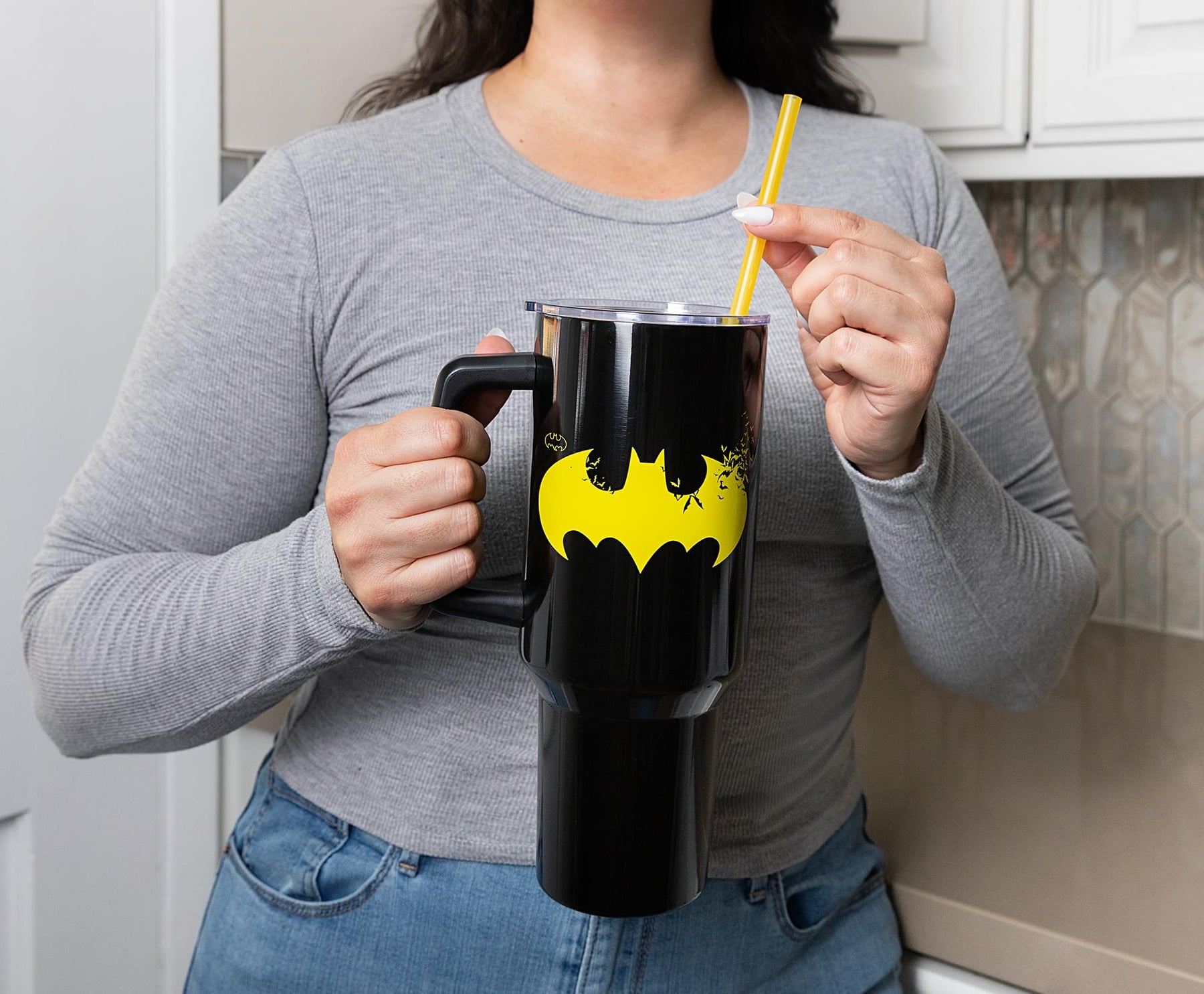 DC Comics Batman Logo 40-Ounce Stainless Steel Tumbler With Handle