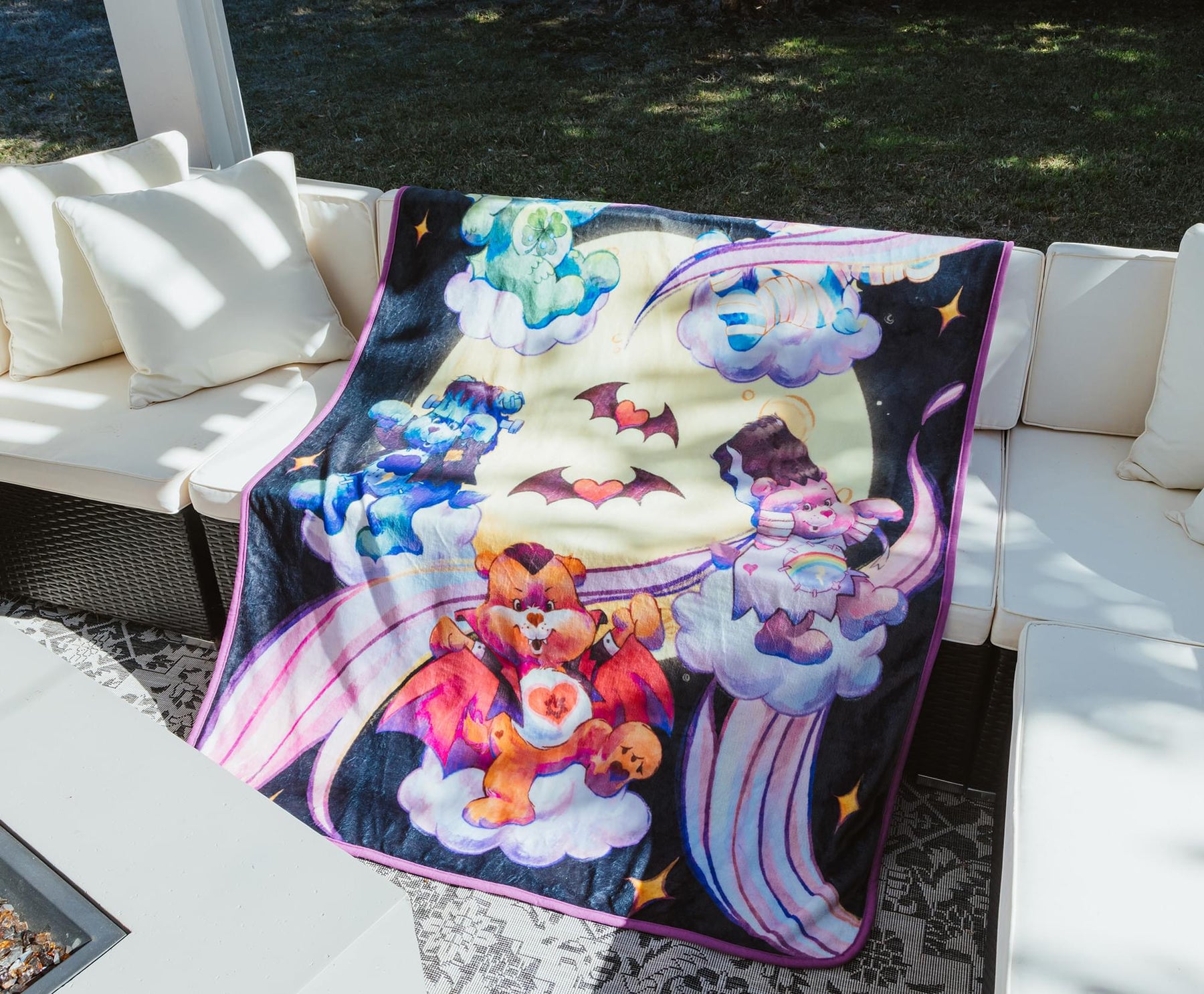 Care Bears x Universal Monsters Raschel Throw Blanket | 45 x 60 Inches