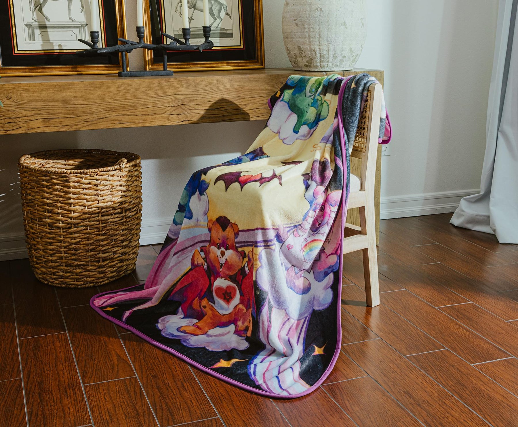 Care Bears x Universal Monsters Raschel Throw Blanket | 45 x 60 Inches