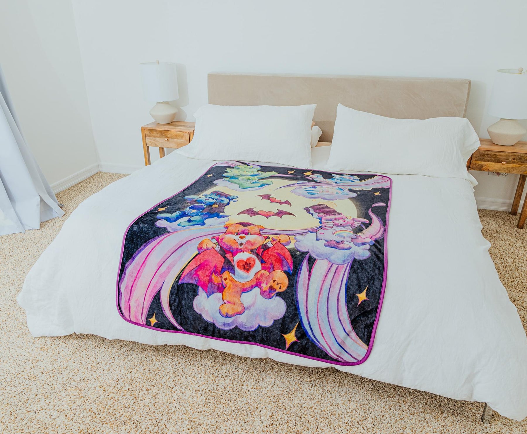 Care Bears x Universal Monsters Raschel Throw Blanket | 45 x 60 Inches