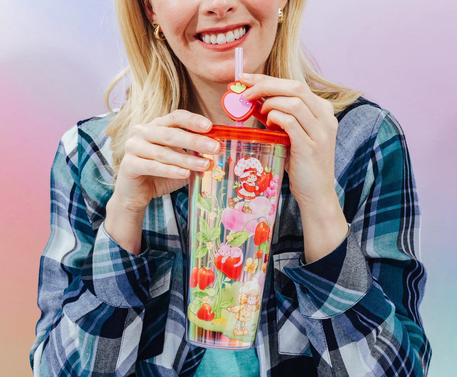 Care Bears x Strawberry Shortcake 24-Ounce Carnival Cup With Straw Topper Charm