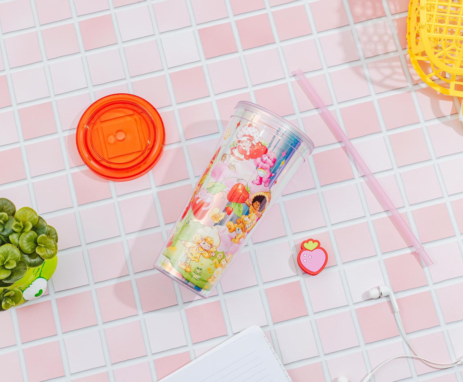 Care Bears x Strawberry Shortcake 24-Ounce Carnival Cup With Straw Topper Charm