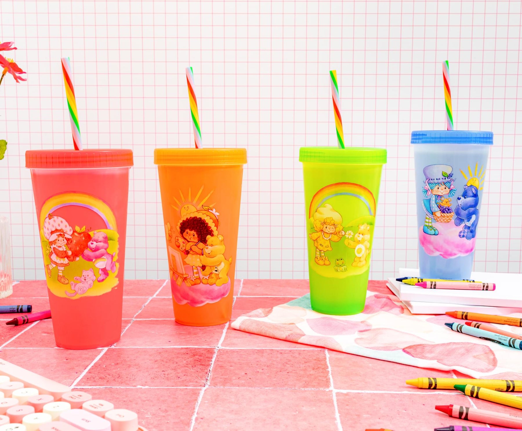 Care Bears x Strawberry Shortcake 4-Piece Color-Changing Tumbler Set | 24 Ounces