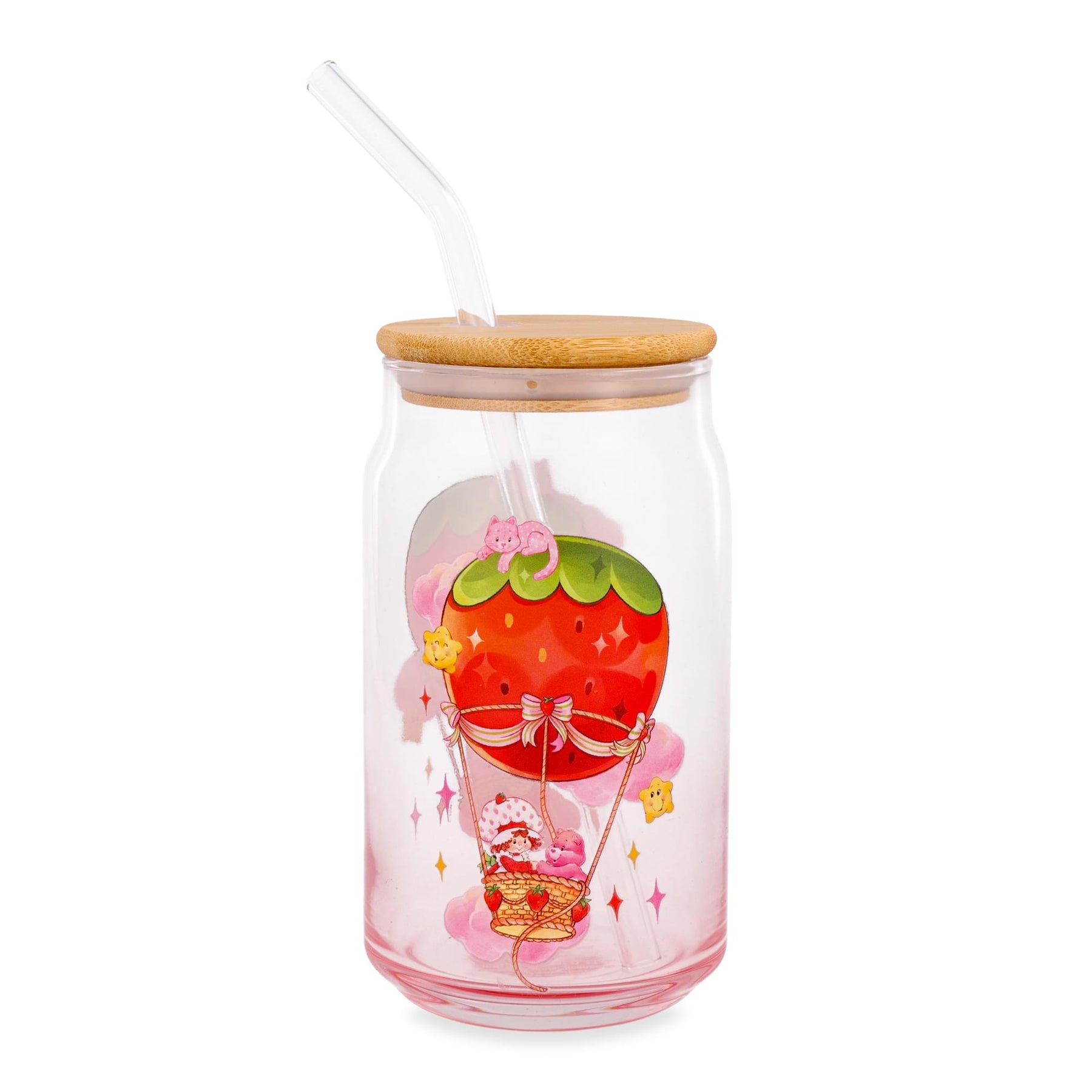 Care Bears x Strawberry Shortcake 16-Ounce Glass Tumbler With Lid and Straw