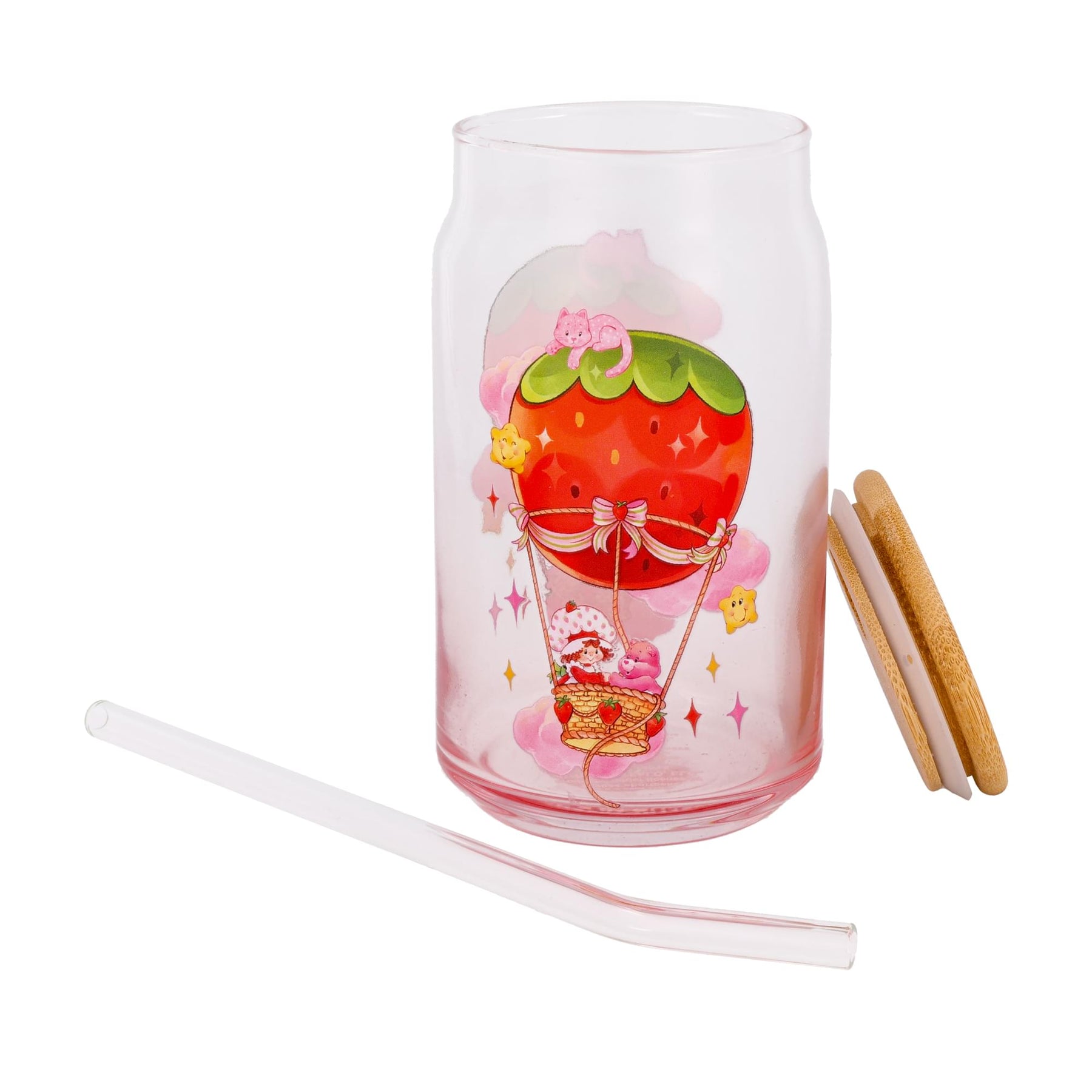 Care Bears x Strawberry Shortcake 16-Ounce Glass Tumbler With Lid and Straw