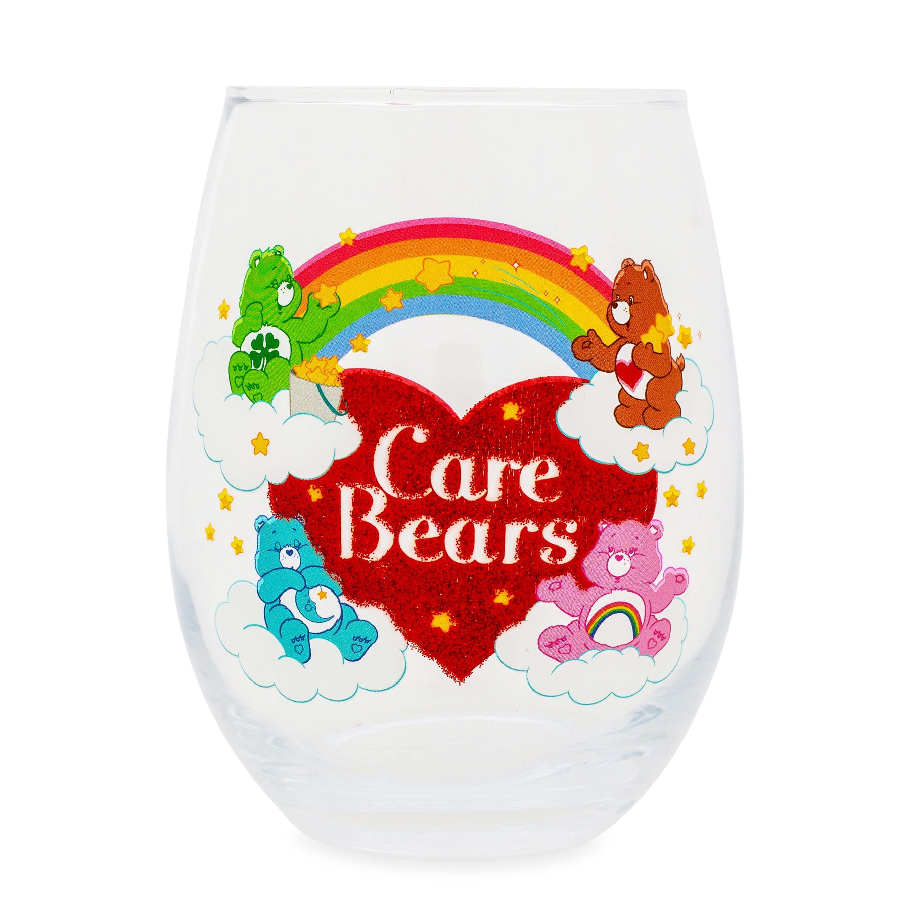 Care Bears Rainbow Heart Logo Stemless Wine Glass | Holds 20 Ounces