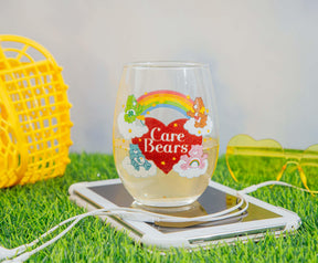 Care Bears Rainbow Heart Logo Stemless Wine Glass | Holds 20 Ounces