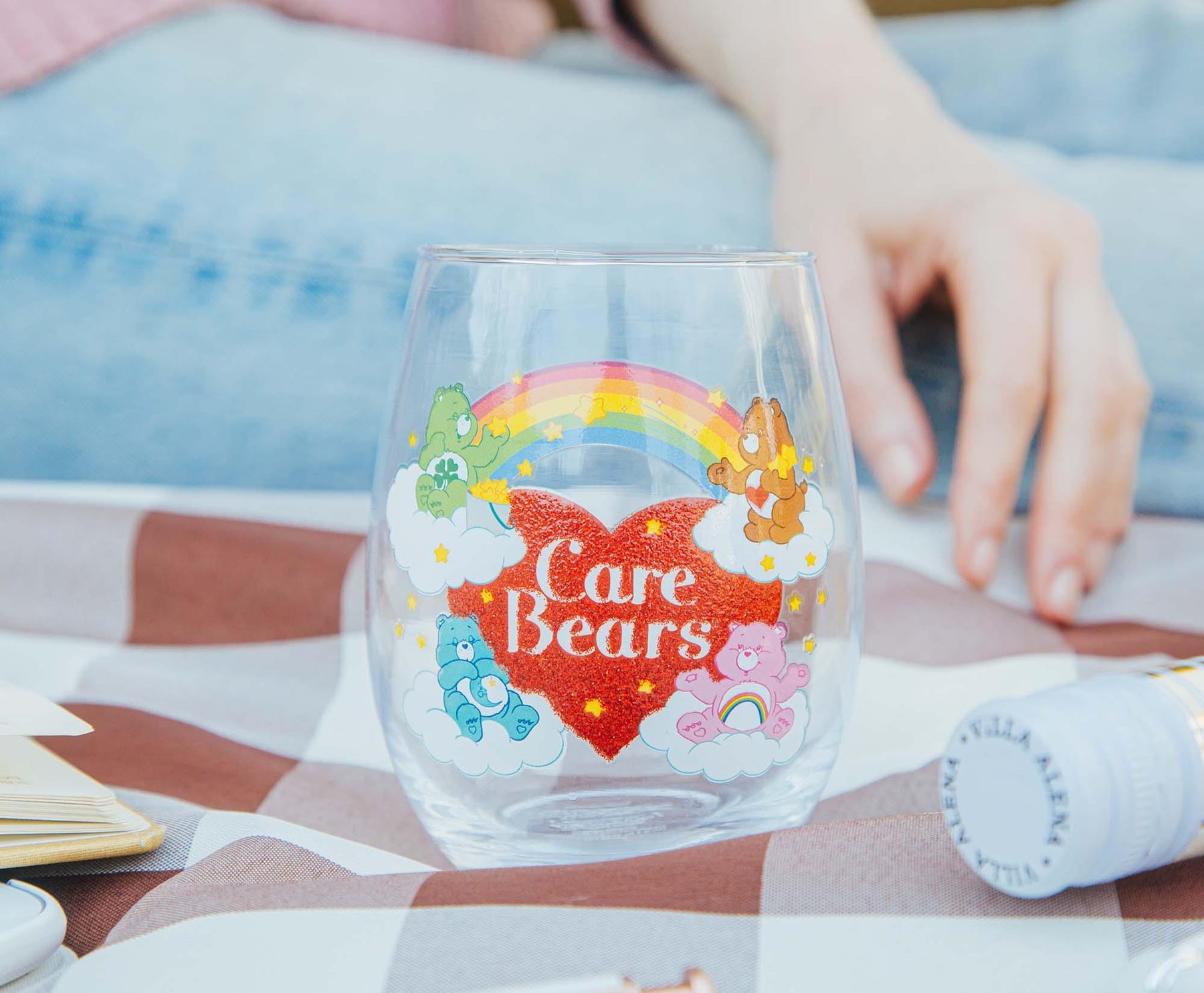 Care Bears Rainbow Heart Logo Stemless Wine Glass | Holds 20 Ounces