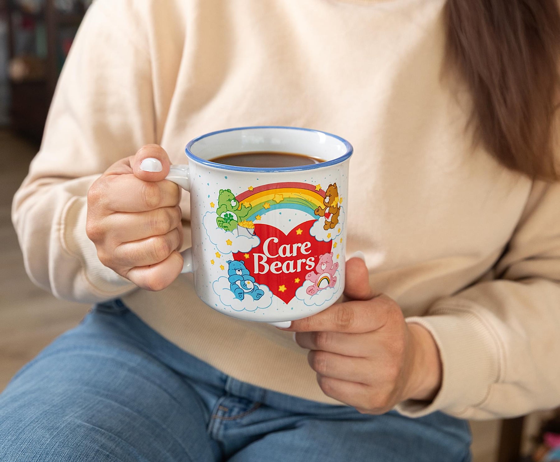 Care Bears Rainbow Heart Logo Ceramic Camper Mug | Holds 20 Ounces
