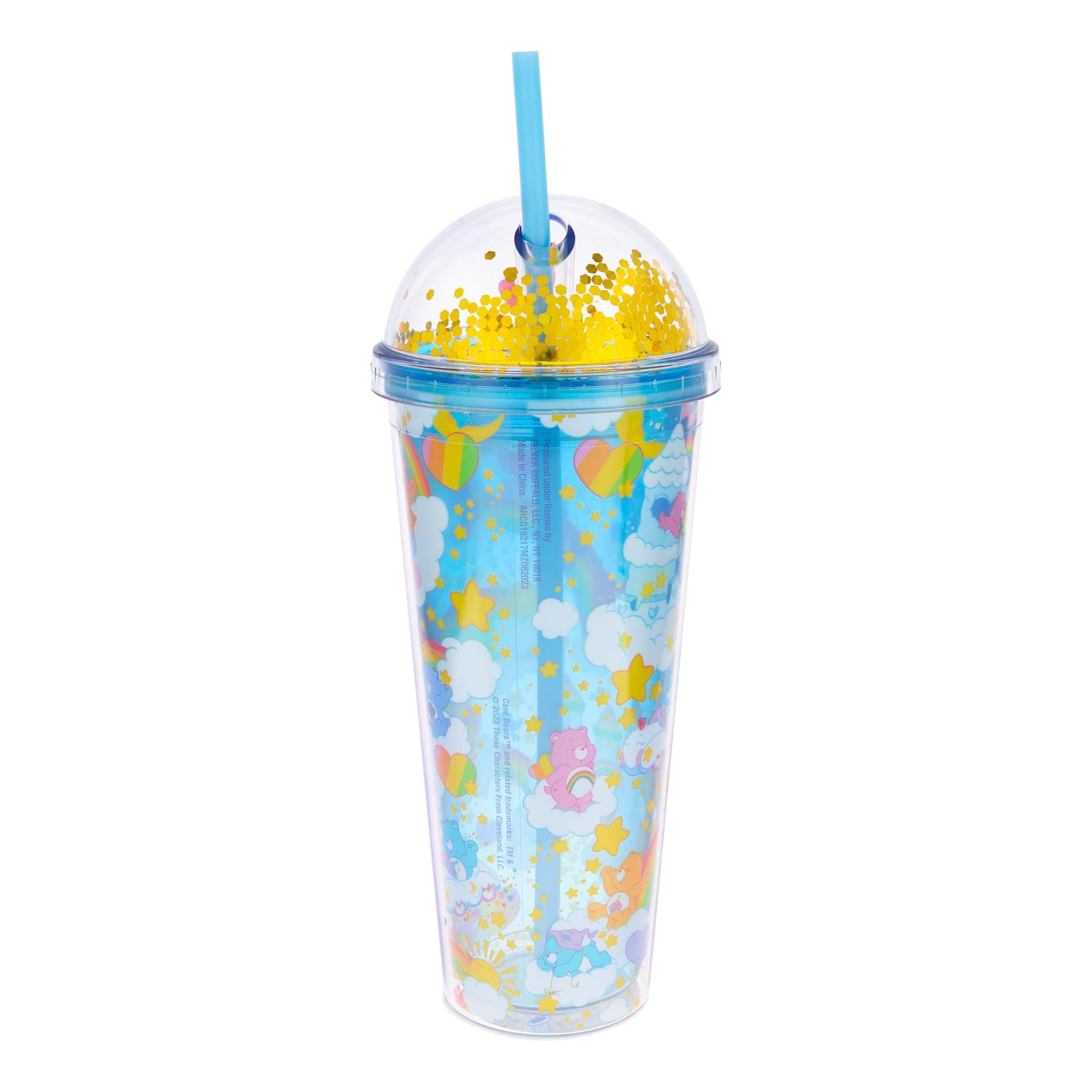 Care Bears Rainbows 24-Ounce Confetti Carnival Cup With Dome Lid and Straw