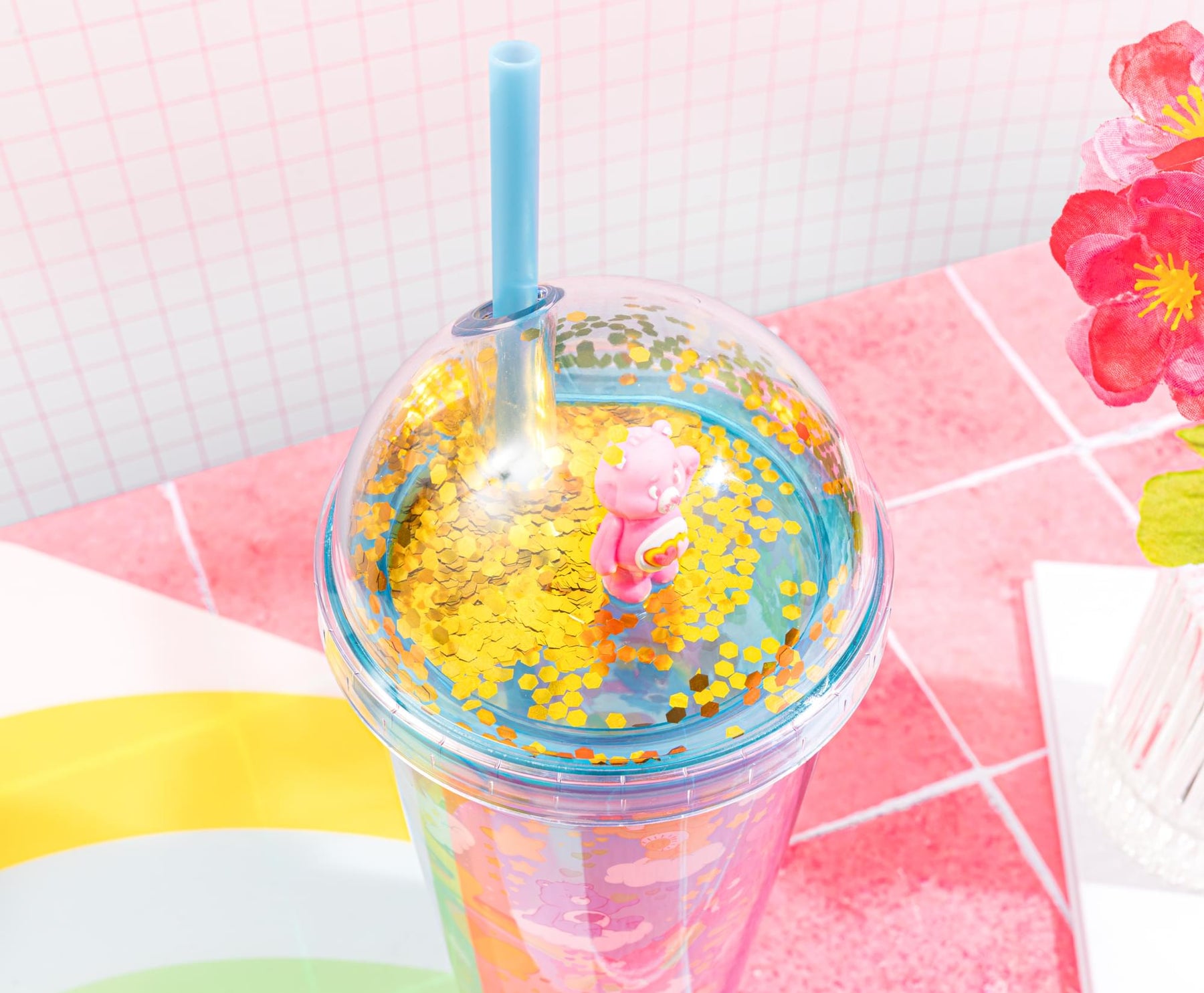 Care Bears Rainbows 24-Ounce Confetti Carnival Cup With Dome Lid and Straw