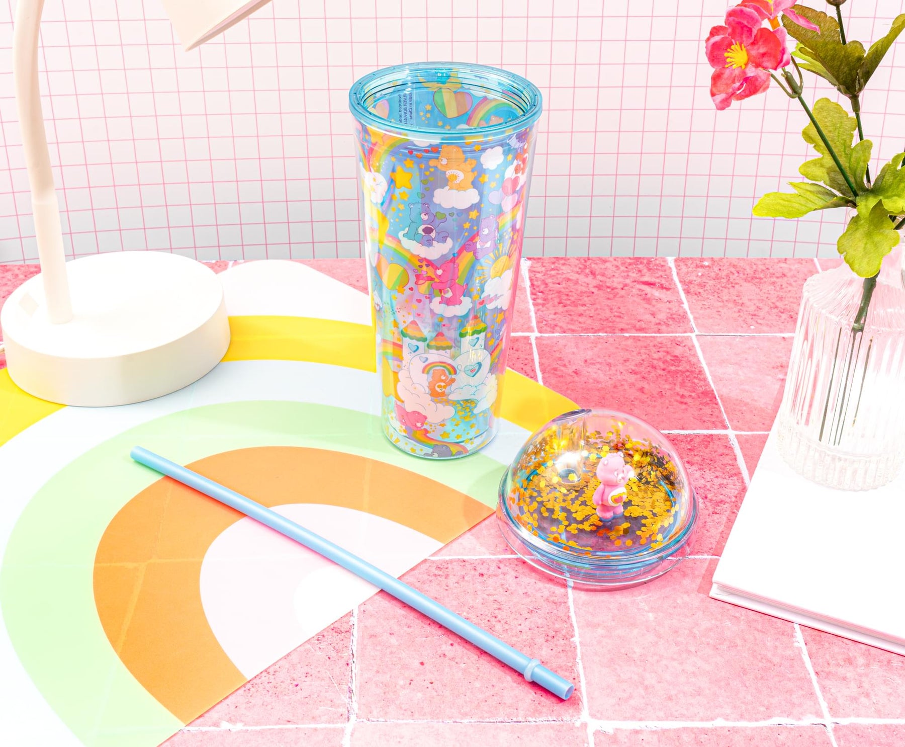 Care Bears Rainbows 24-Ounce Confetti Carnival Cup With Dome Lid and Straw