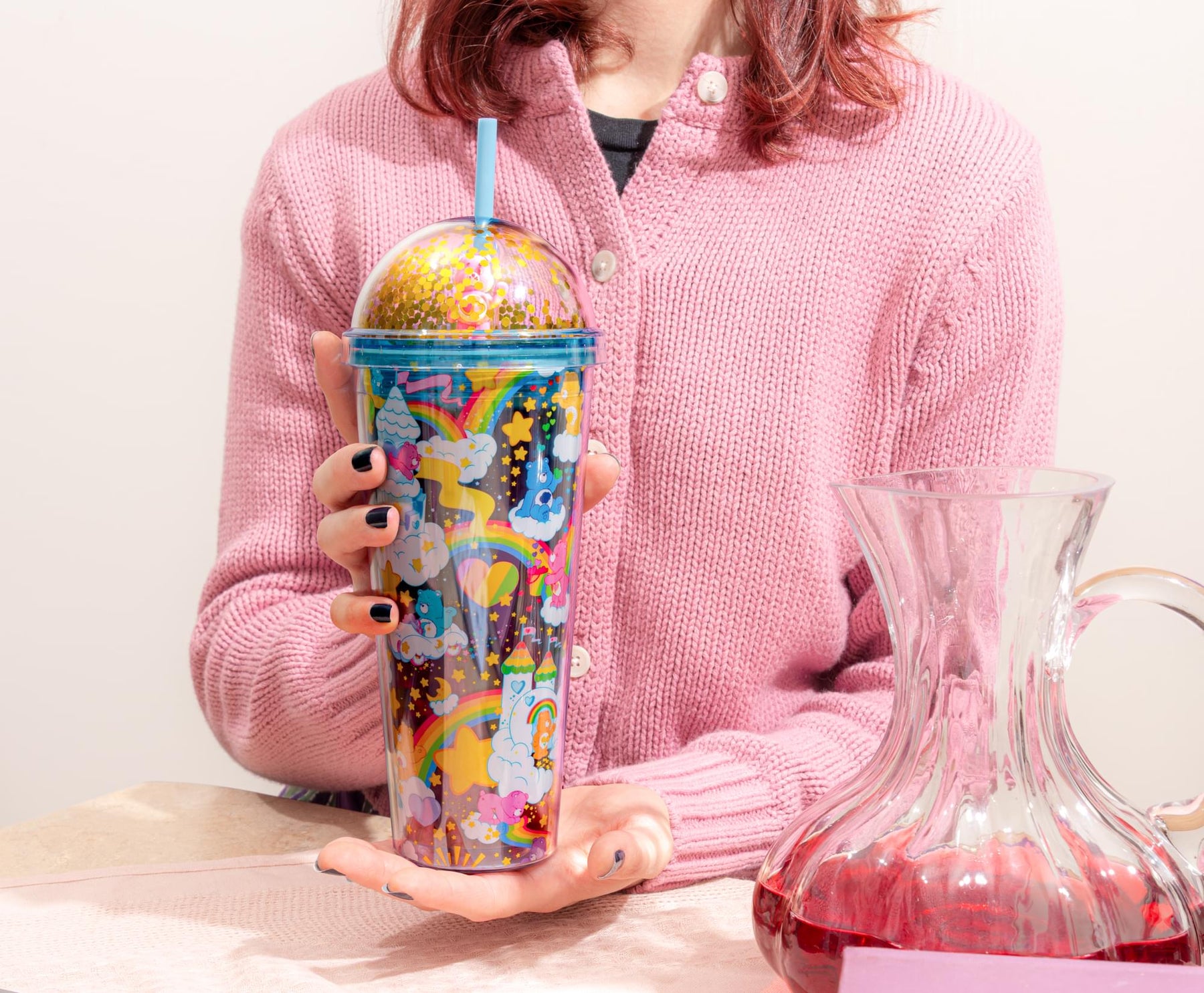 Care Bears Rainbows 24-Ounce Confetti Carnival Cup With Dome Lid and Straw