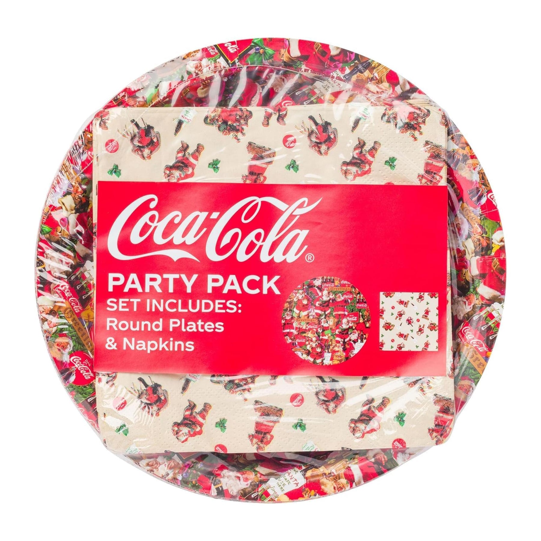 Coca Cola Santa 32-Piece Paper Napkin And Plate Party Pack