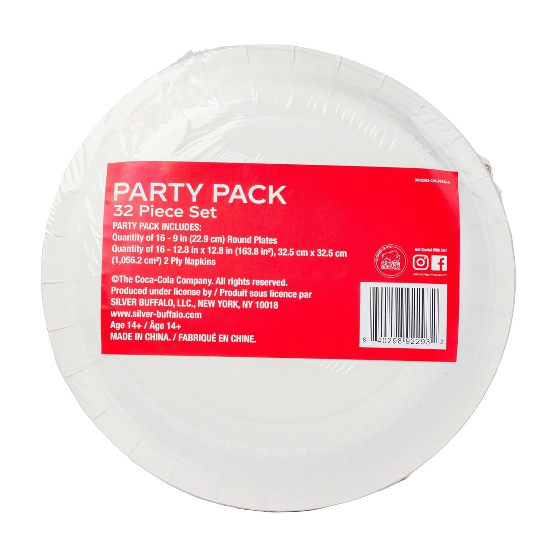 Coca Cola Santa 32-Piece Paper Napkin And Plate Party Pack