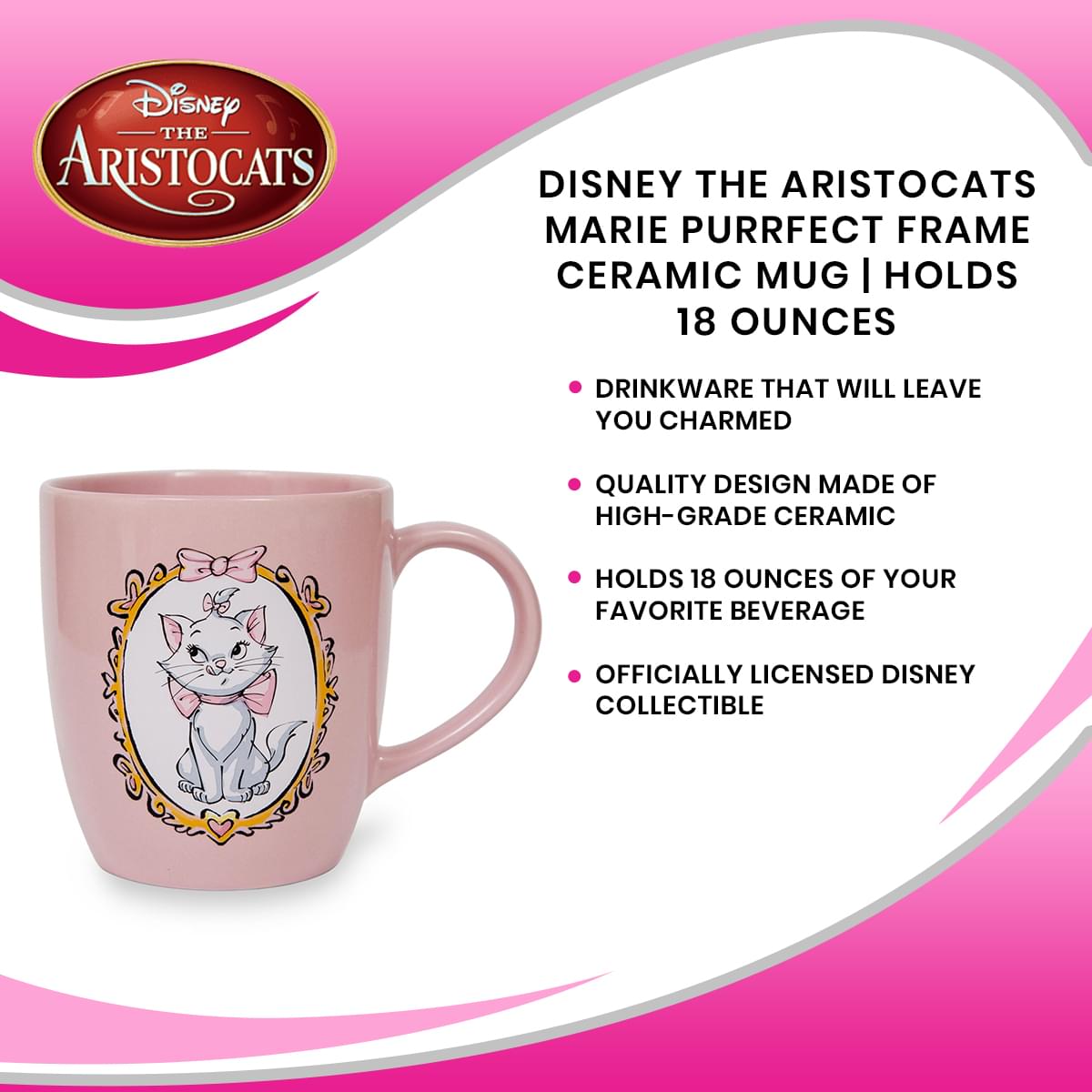 Disney The Aristocats Marie Purrfect Frame Ceramic Mug | Holds 18 Ounces