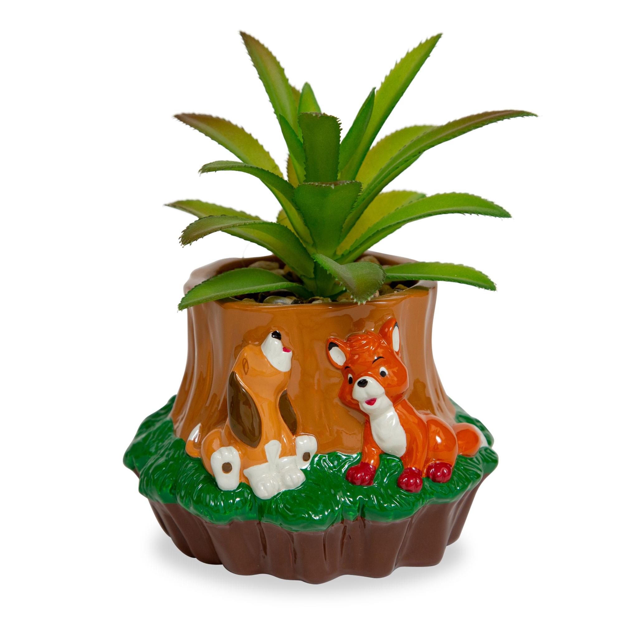 fox succulent Disney The Fox and The Hound 4" Mini Planter With Artificial Succulent