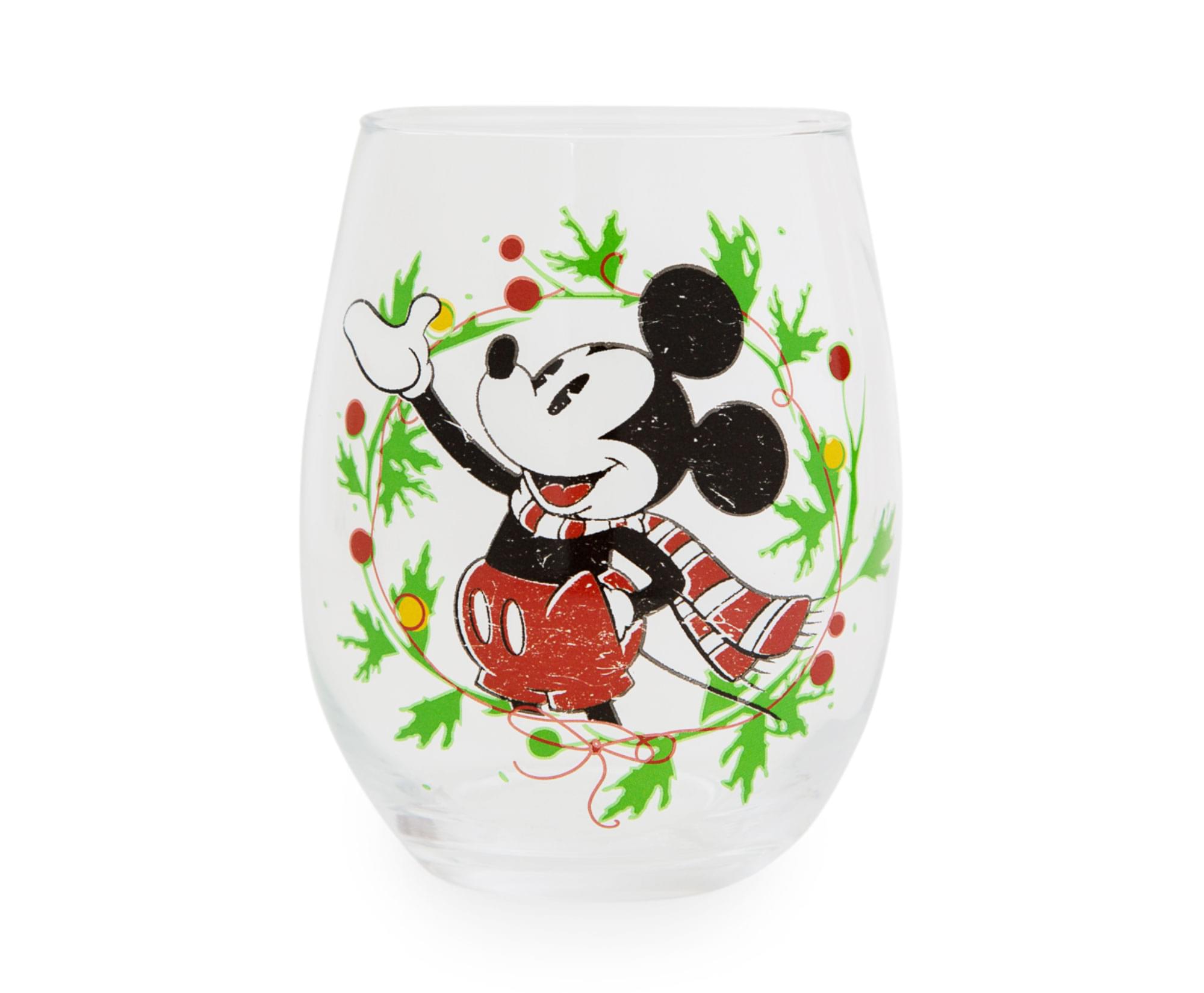 mickey mouse wine glass Disney Mickey Mouse Christmas Wreath Stemless Wine Glass