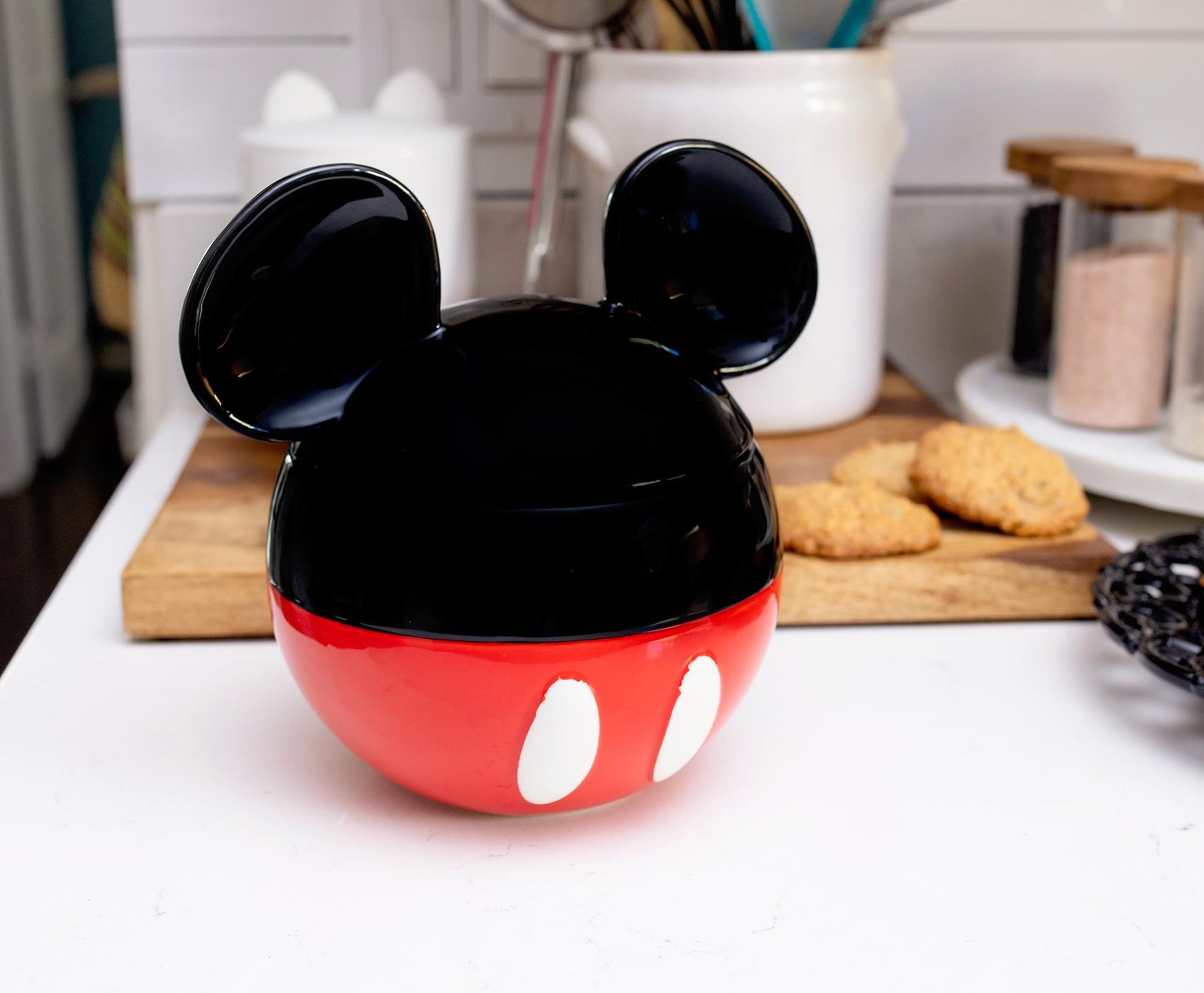 Disney Mickey Mouse Ceramic Cookie Jar Container With Lid | 6 Inches Tall