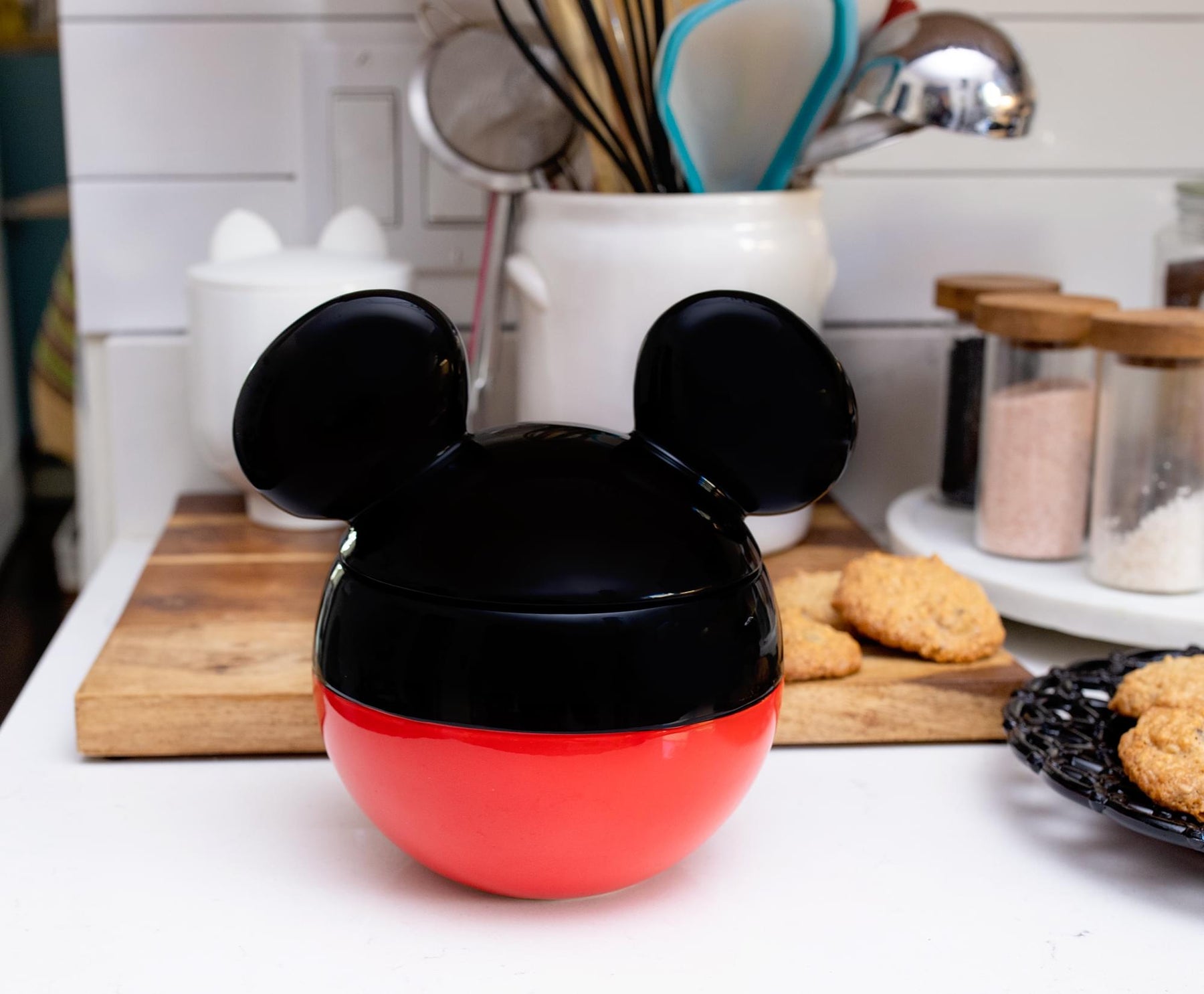 Disney Mickey Mouse Ceramic Cookie Jar Container With Lid | 6 Inches Tall